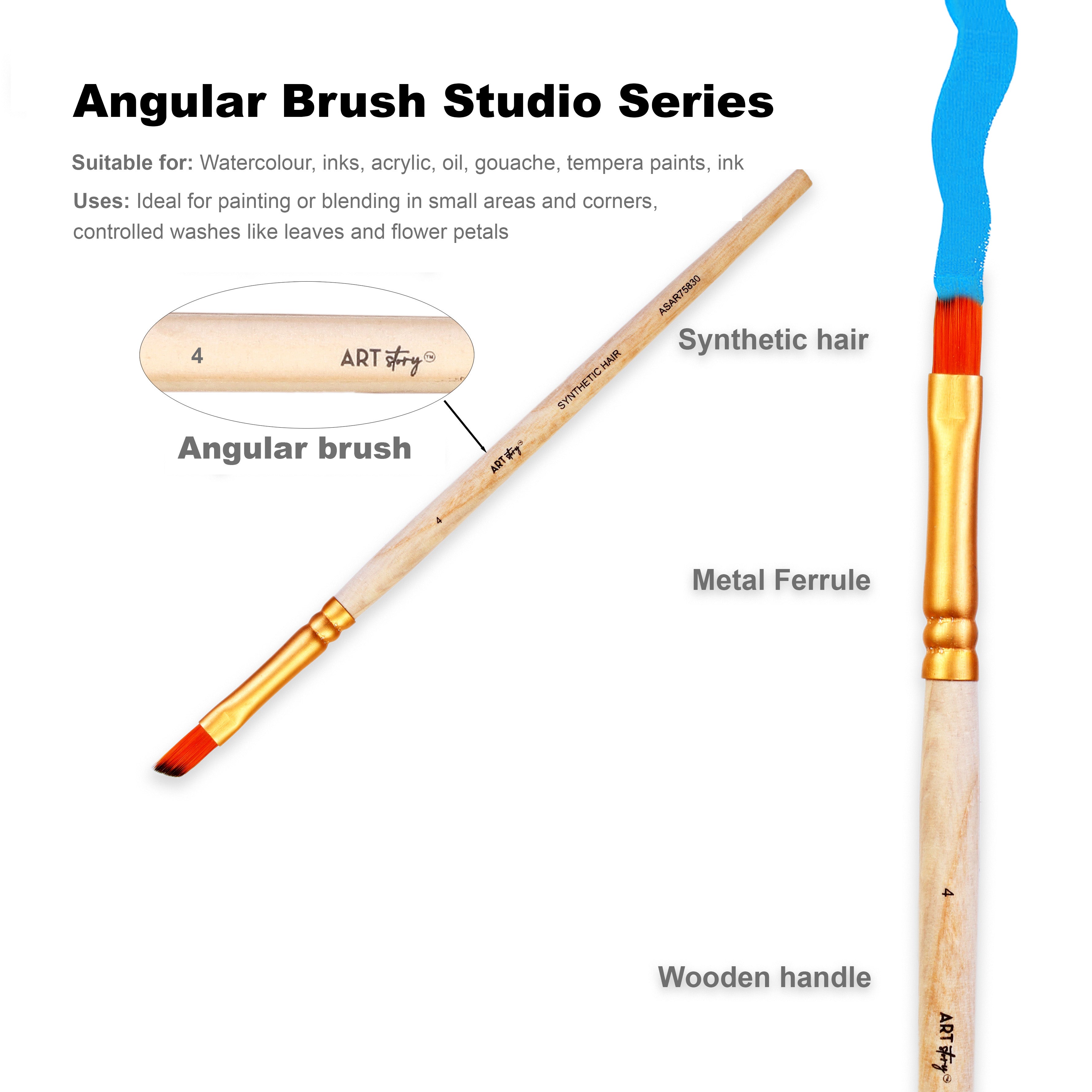 Angular Brush Synthetic Hair Size 4 Handle Length 150mm 1pc