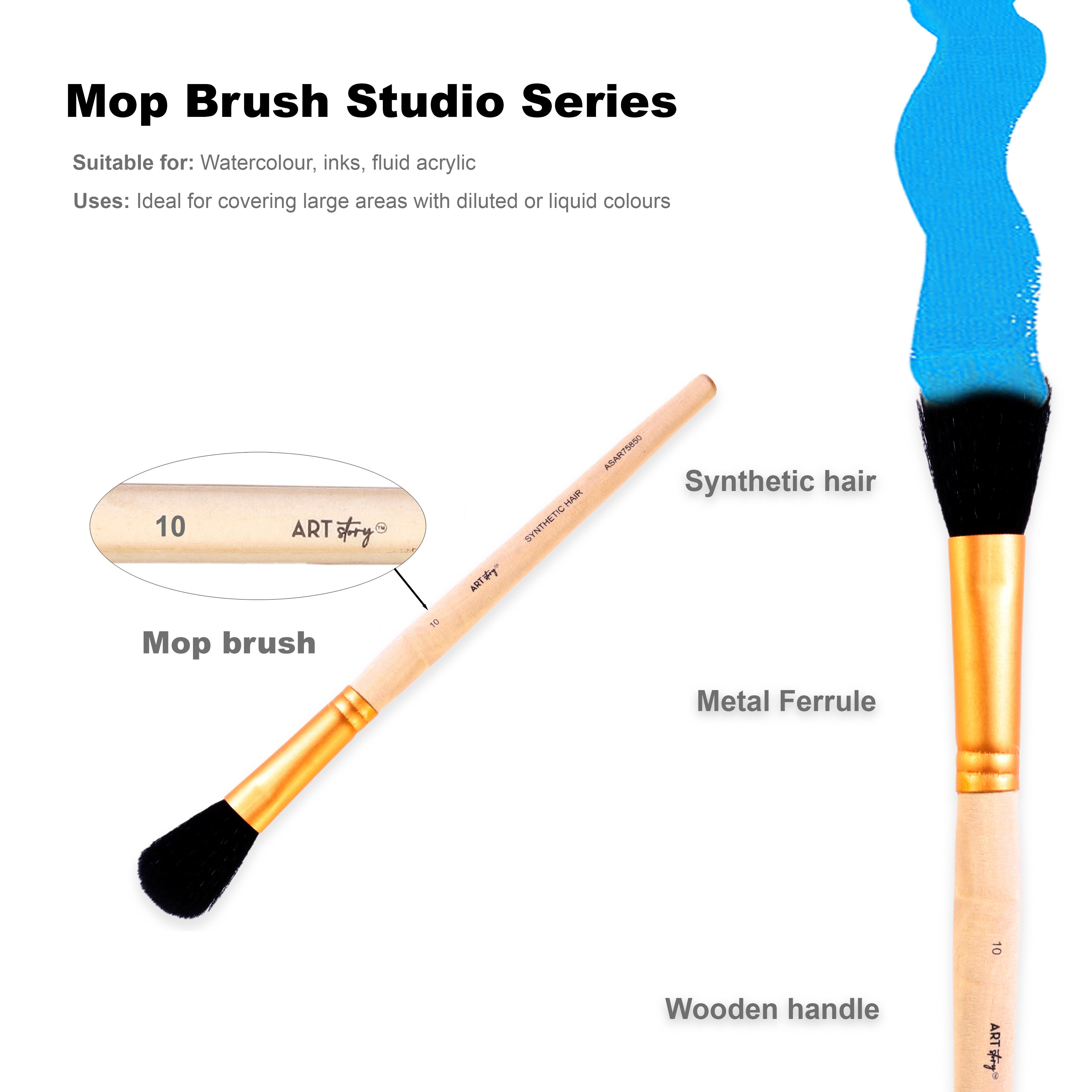 Mop Brush Synthetic Hair Size 10 Handle Length 150mm 1 pc