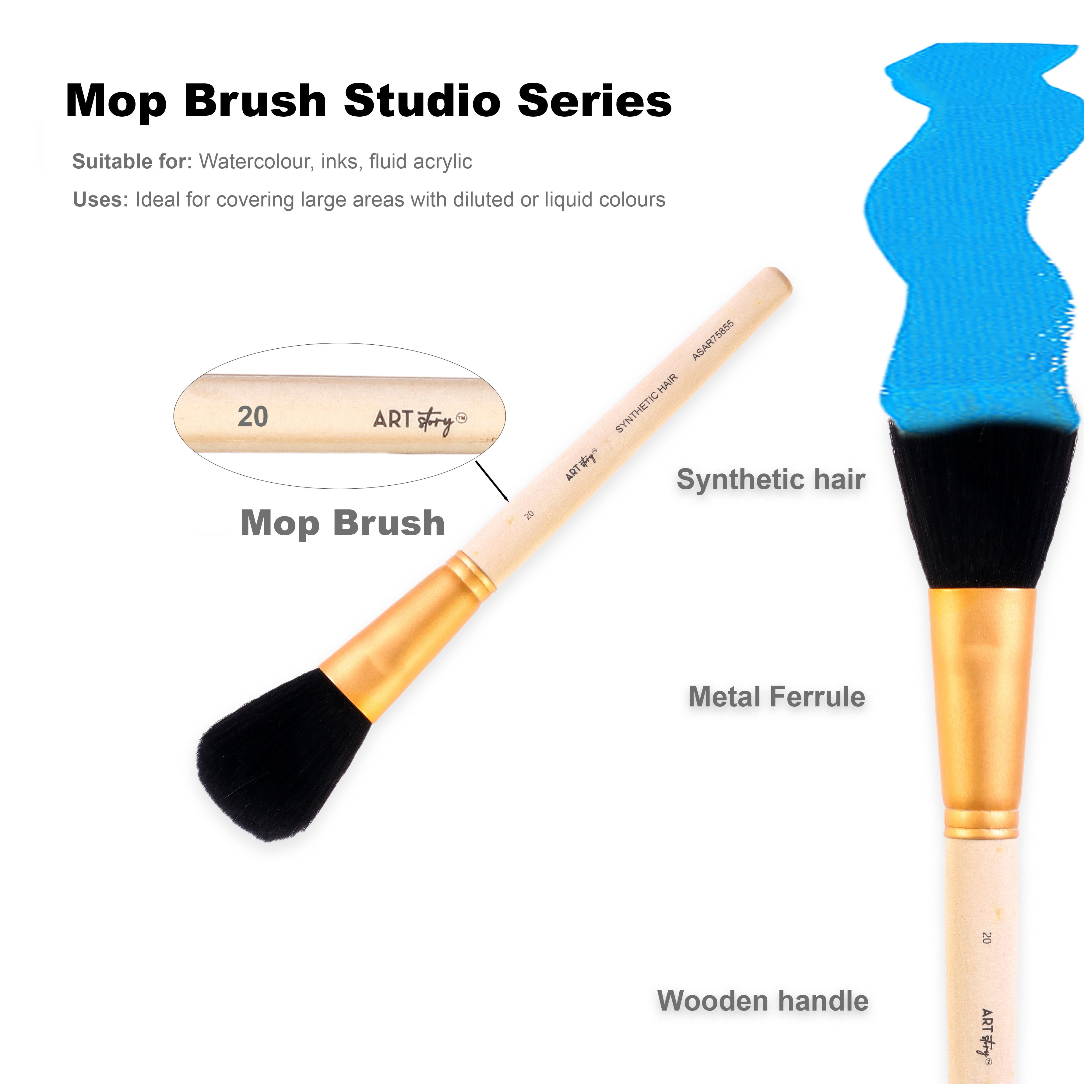 Mop Brush Synthetic Hair Size 20 Handle Length 150mm 1 pc