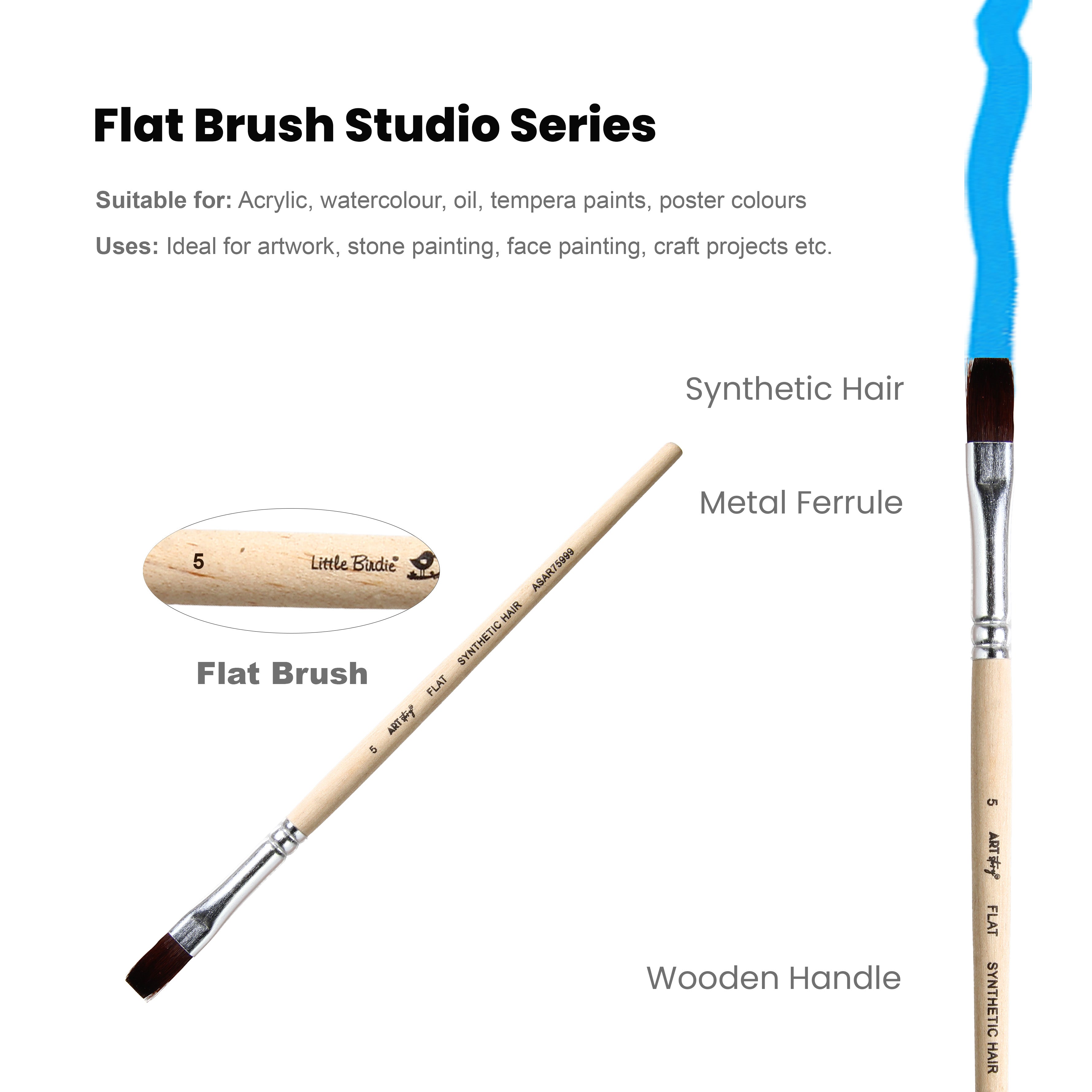 Watercolour Flat Brush Synthetic (5) 165mm