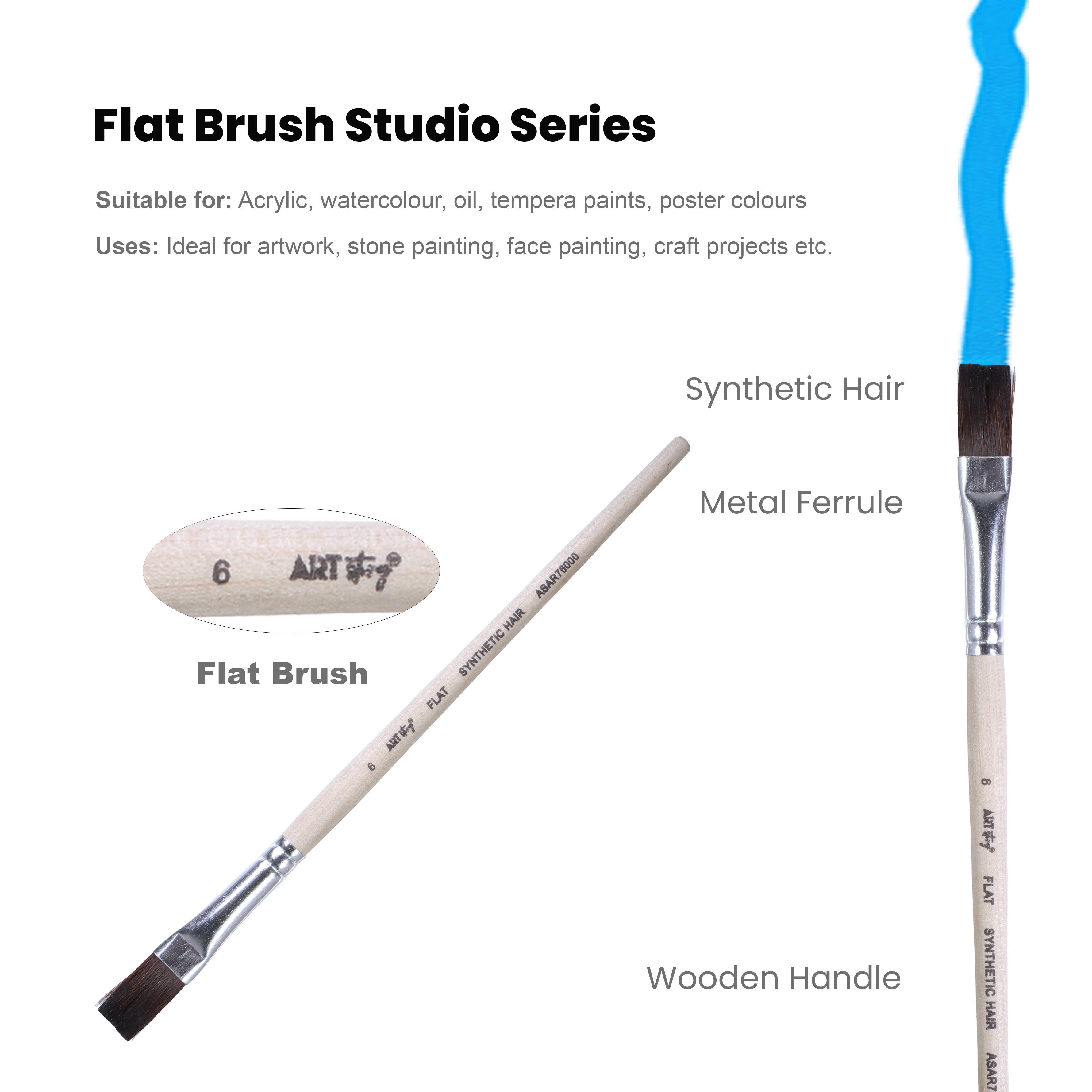 Watercolour Flat Brush Synthetic (6) 165mm