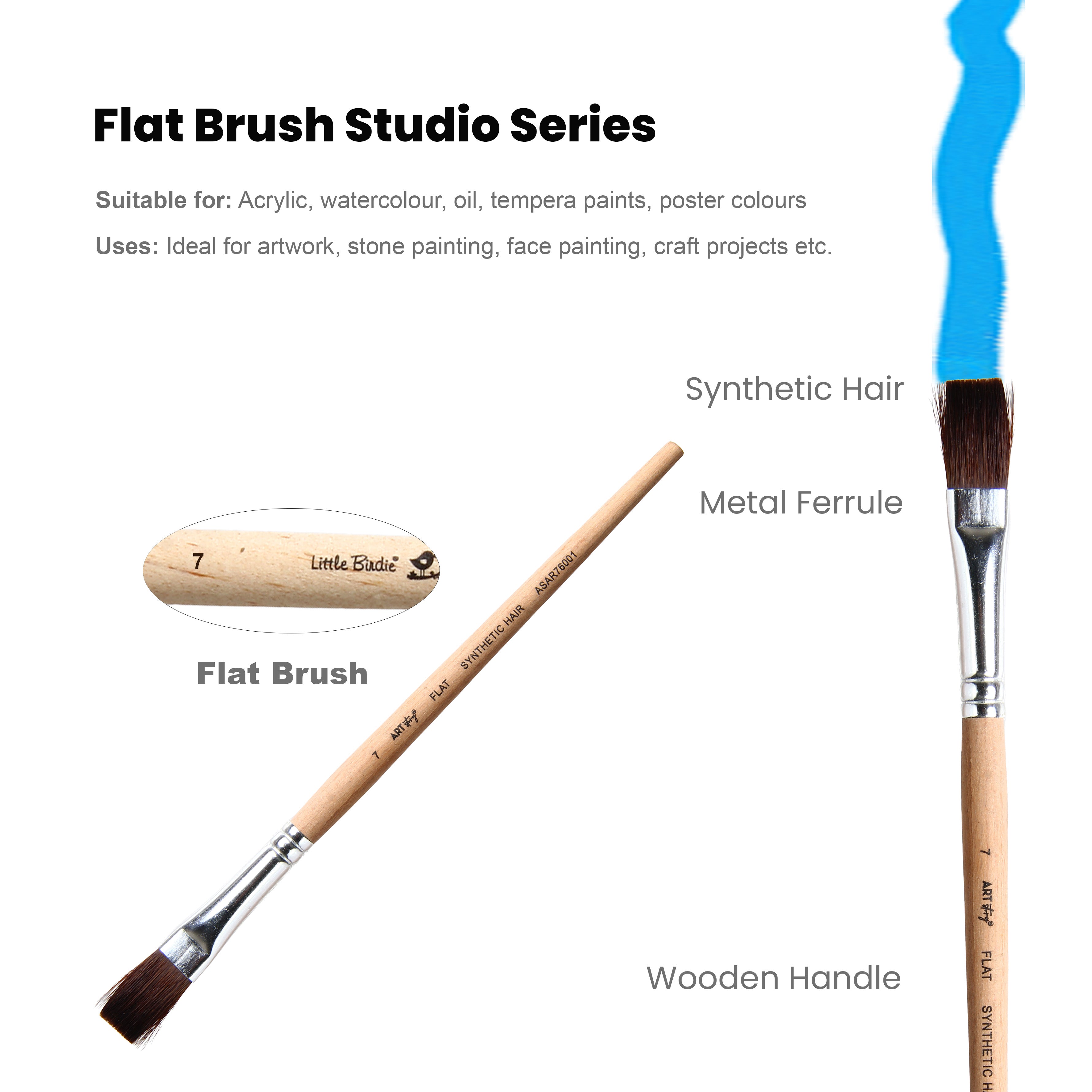 Watercolour Flat Brush Synthetic (7) 165mm