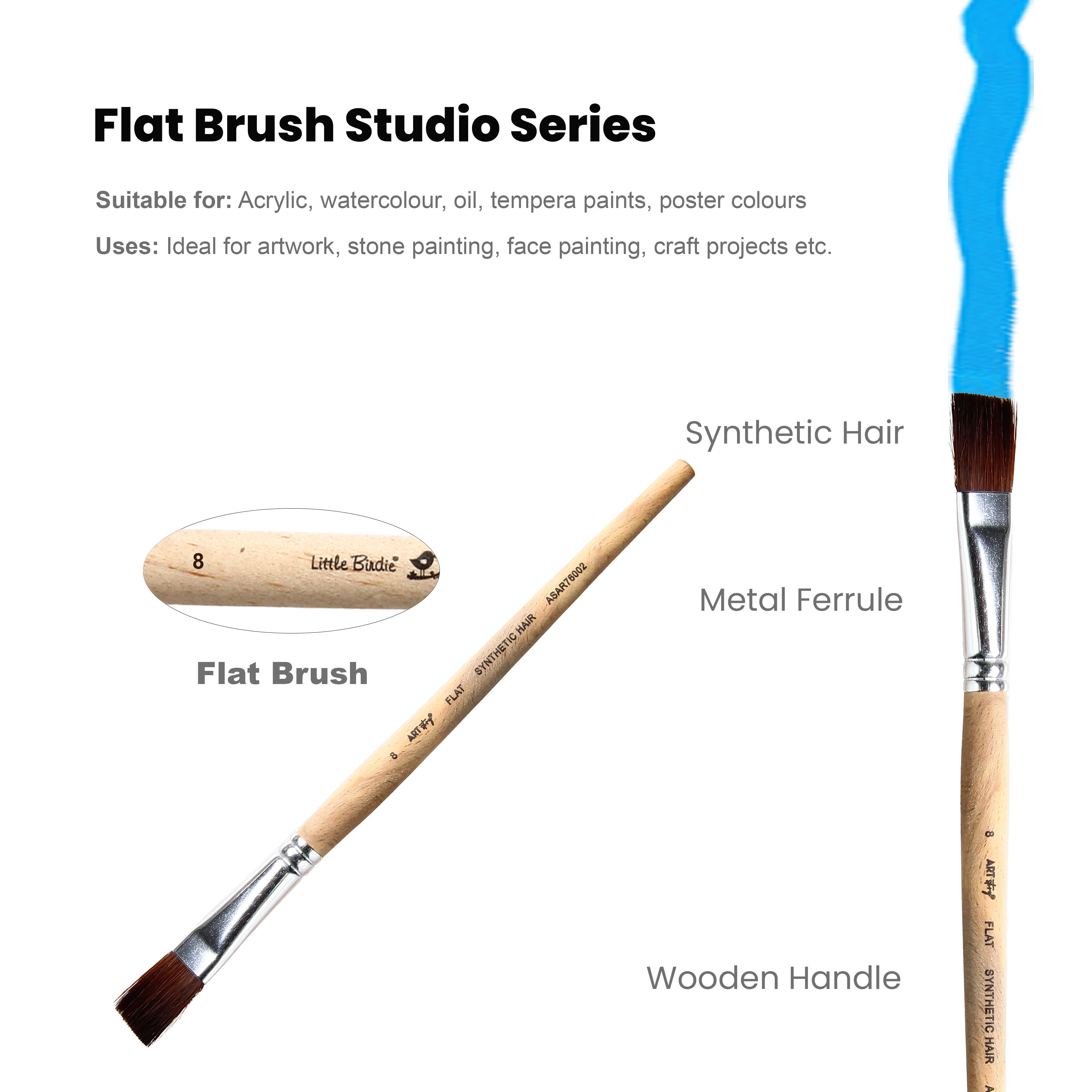 Watercolour Flat Brush Synthetic (8) 165mm