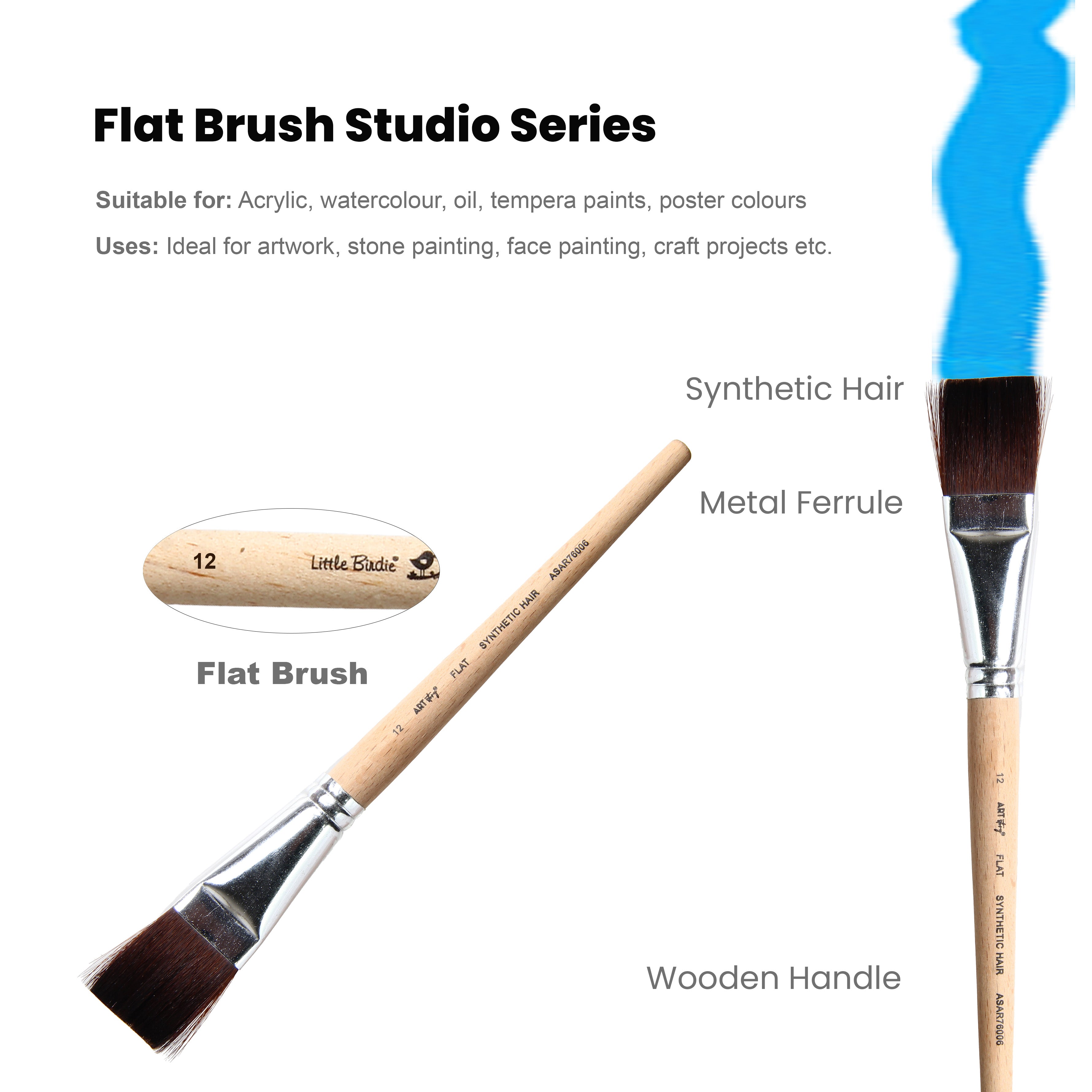 Watercolour Flat Brush Synthetic (12) 165mm