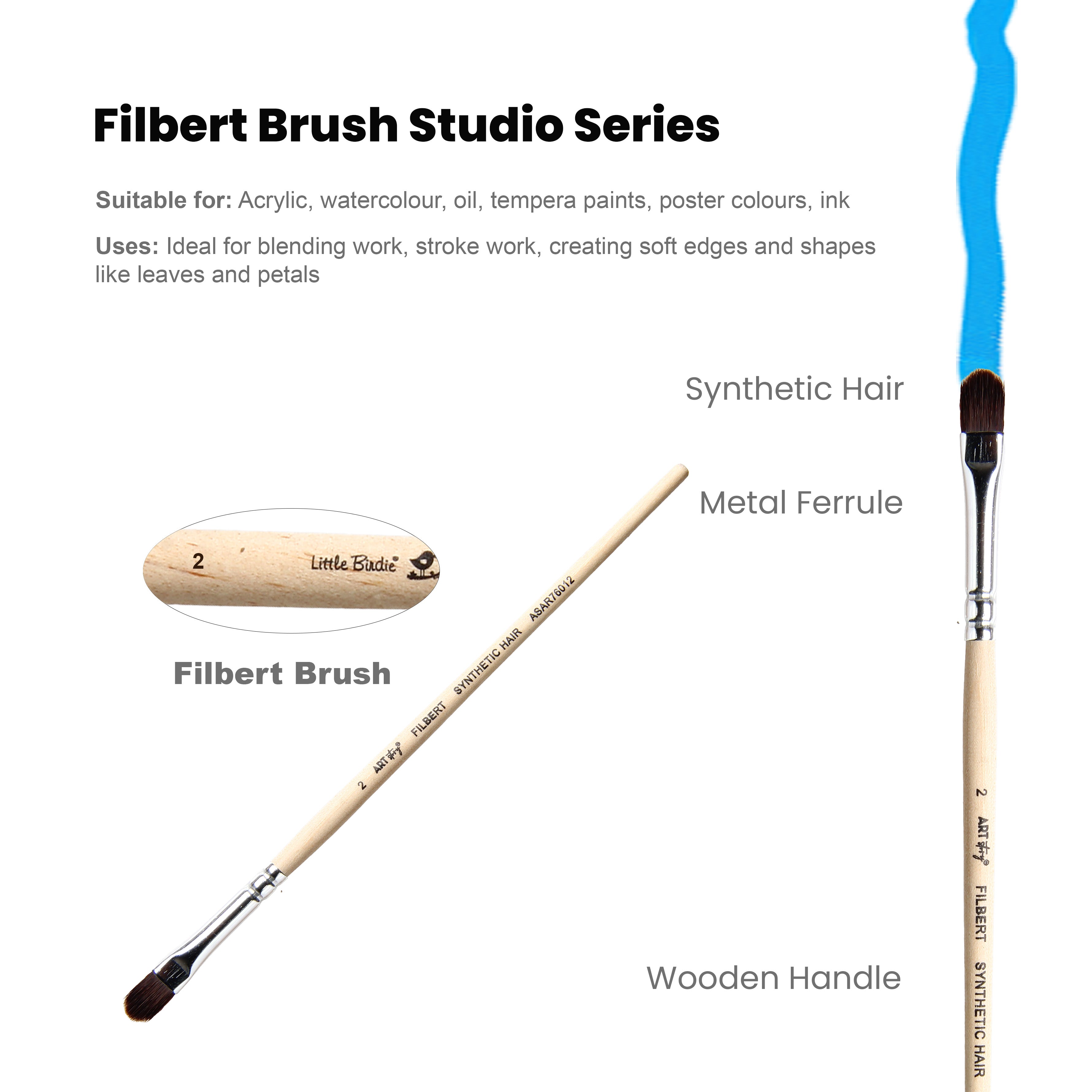 Watercolour Filbert Brush (2) 165mm