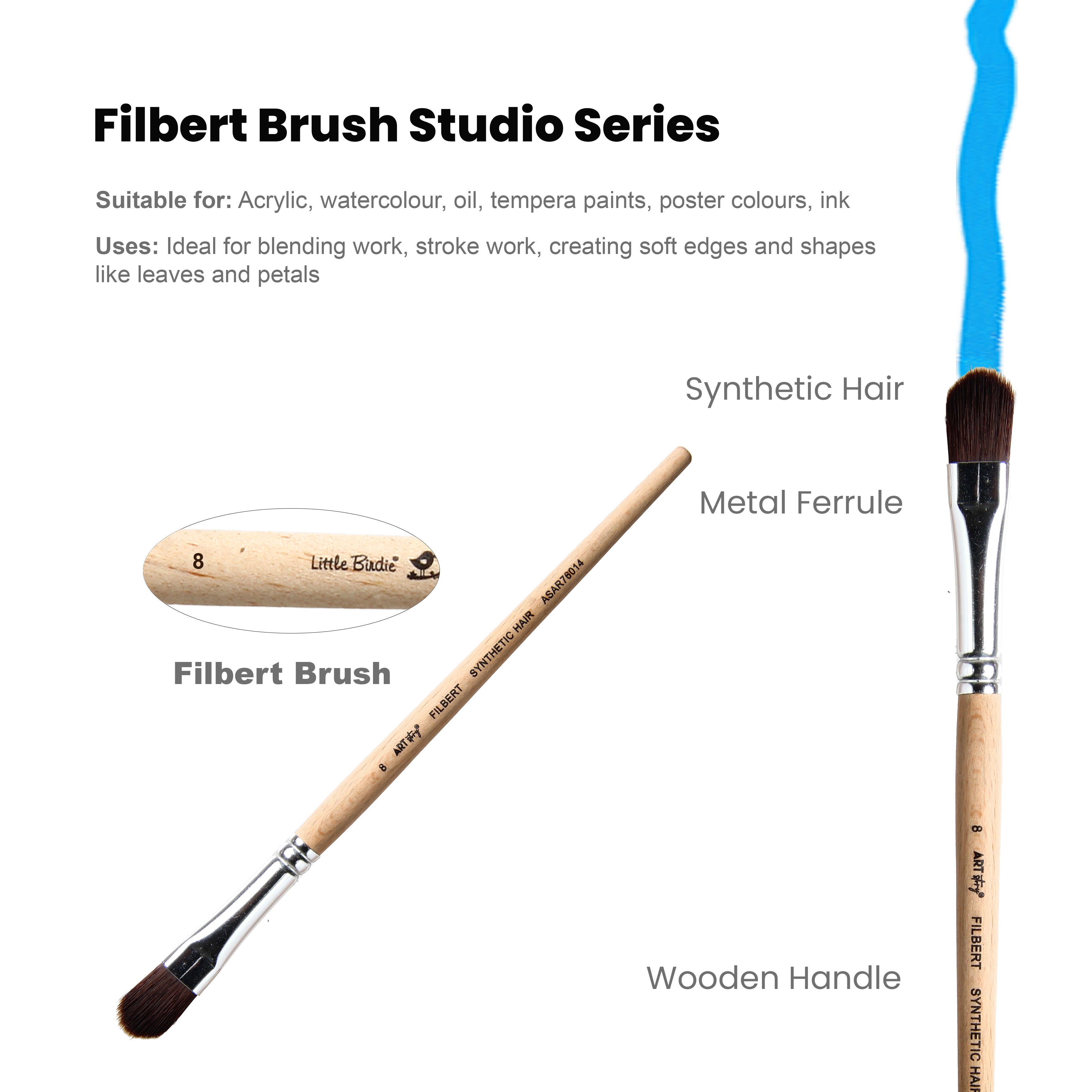 Watercolour Filbert Brush (8) 165mm