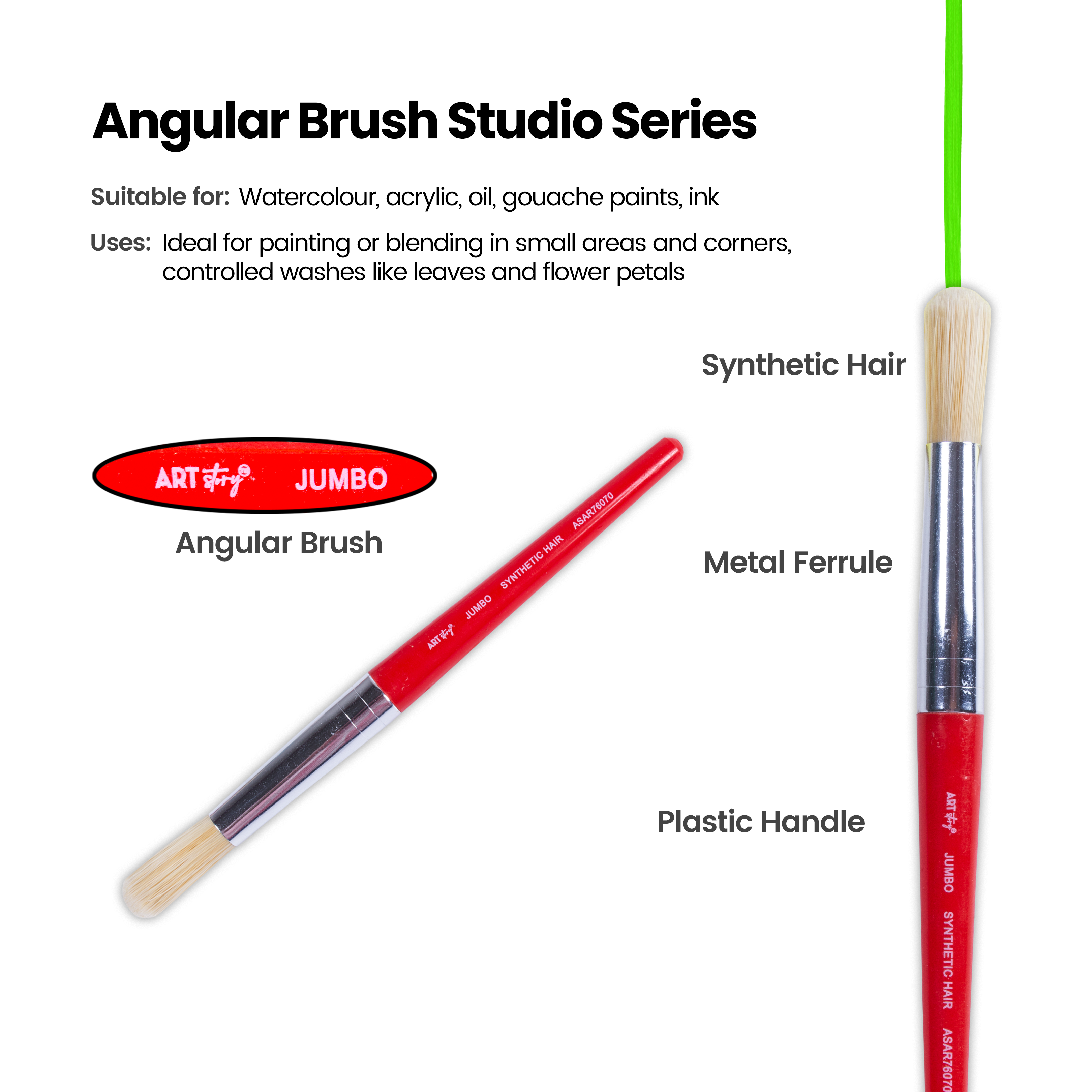 Jumbo Hobby Brush Synthetic Hair Red Handle Length 130mm 1pc