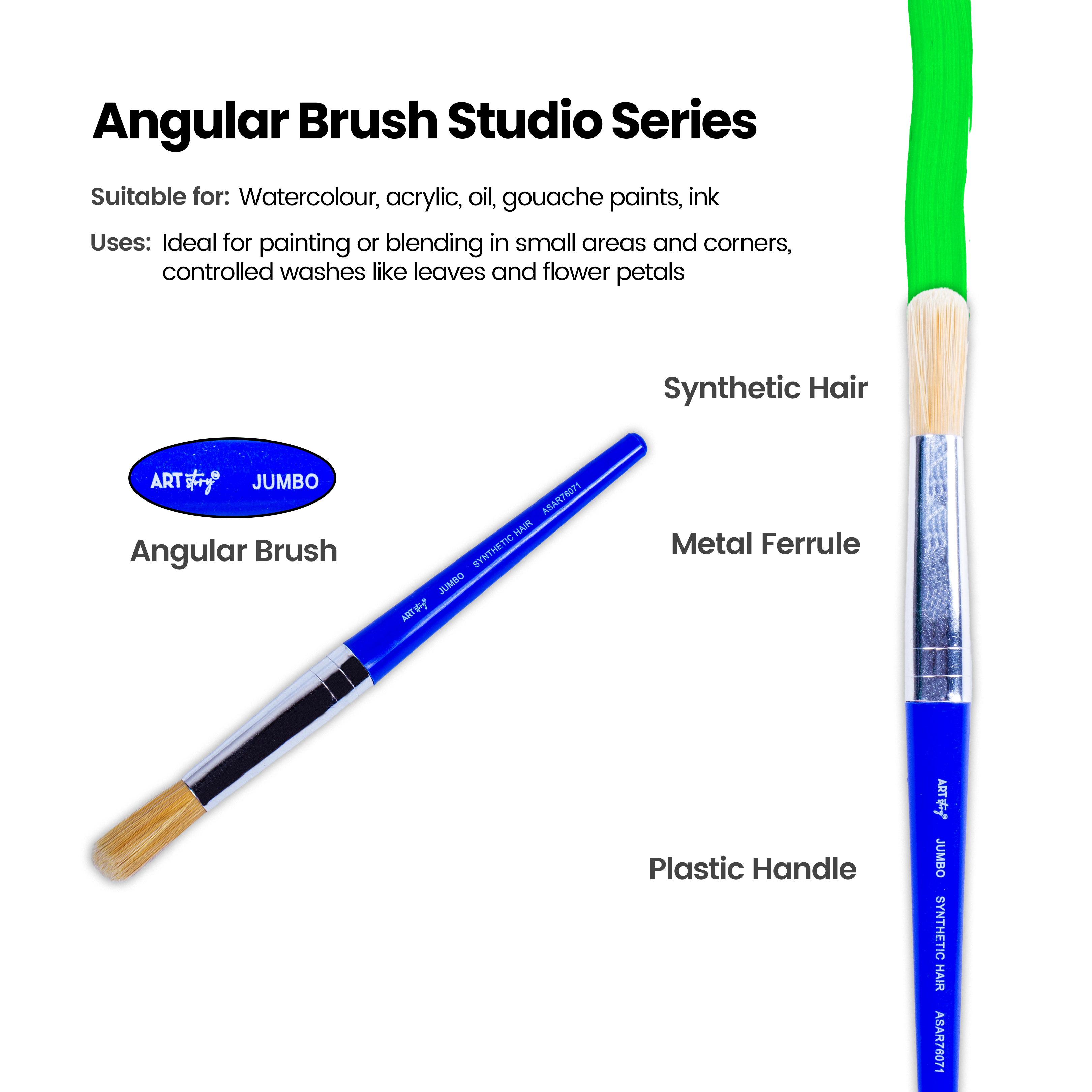 Jumbo Hobby Brush Synthetic Hair Aqua Handle Length 130mm 1pc