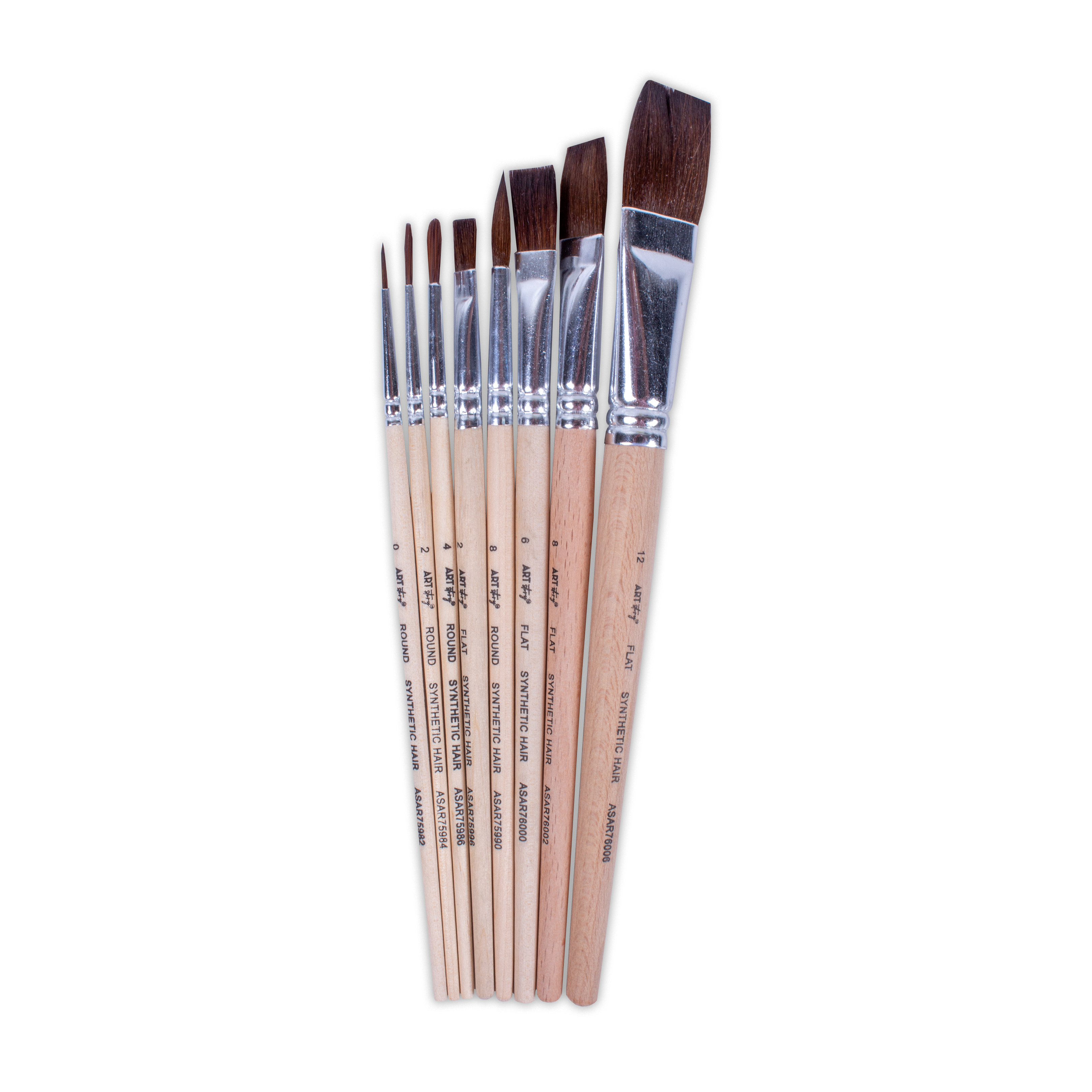Watercolour Brush Round And Flat Synthetic Hair Size 0 2 4 8 And 2 6 8 12 8pc