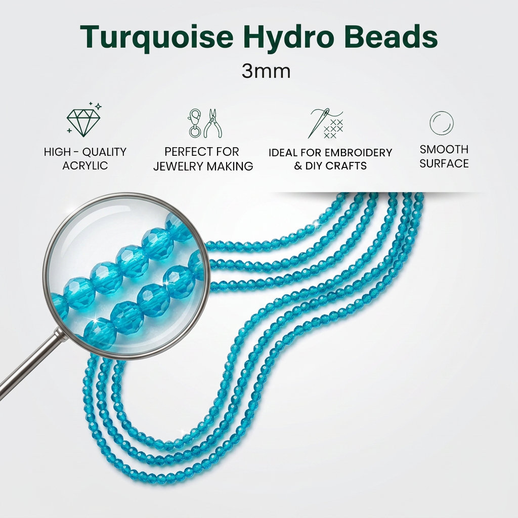 Designer Hydro Beads Turquoise 3mm 1String