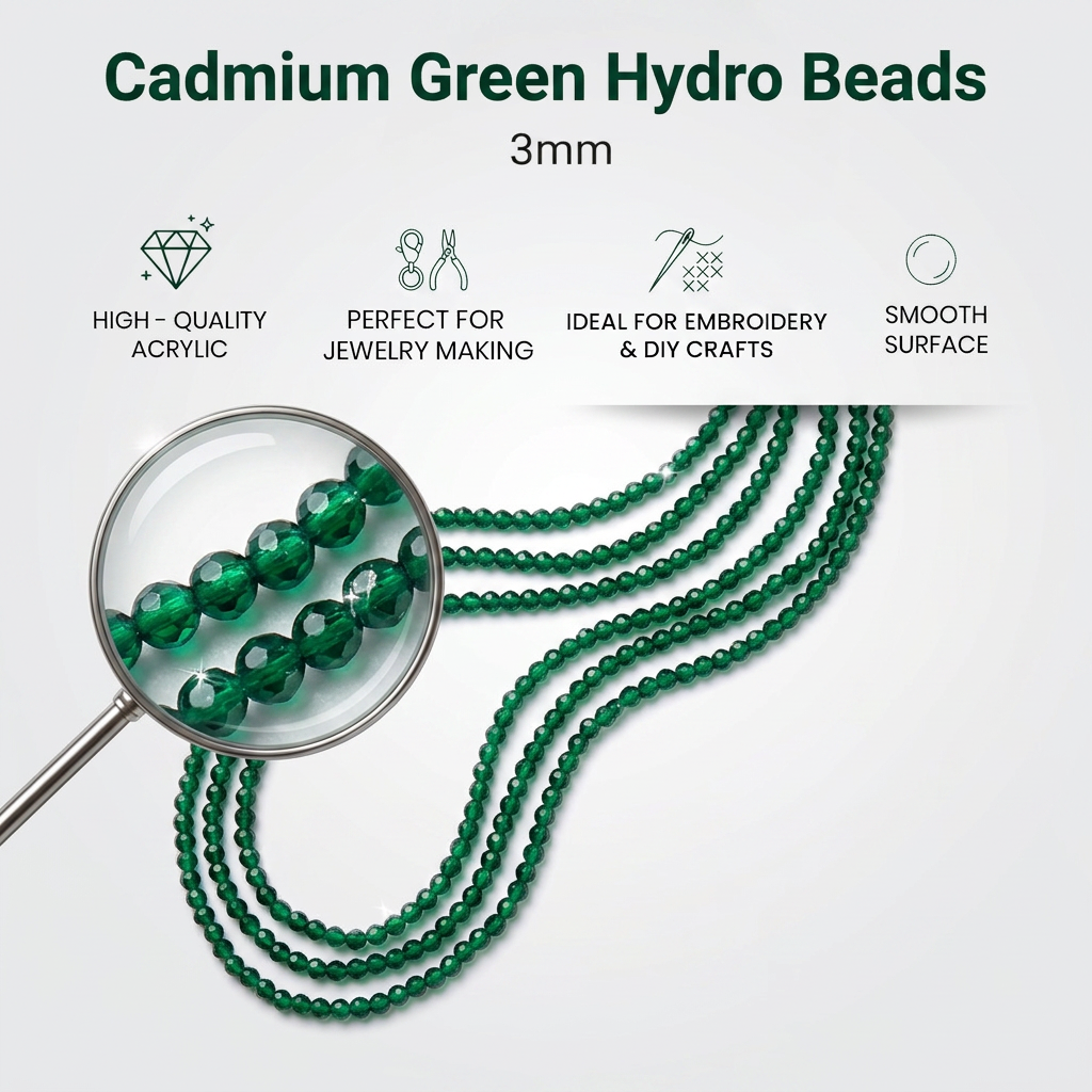 Designer Hydro Beads Cadmium Green 3mm 1String