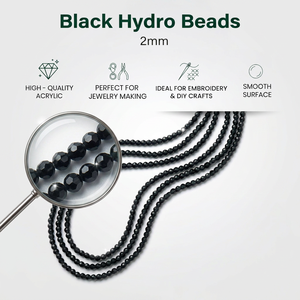 Designer Hydro Beads Black 2mm 1String