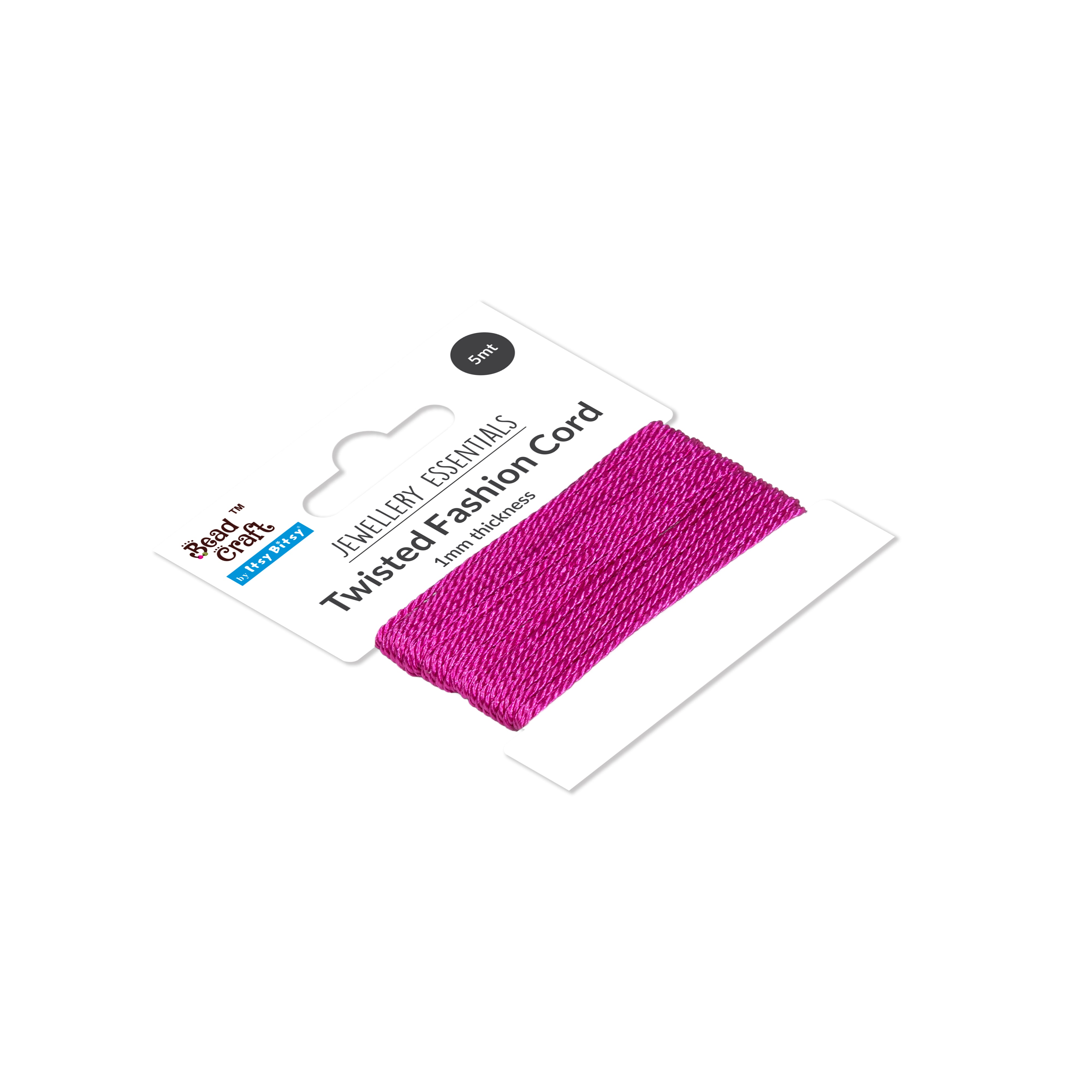 Nylon Twisted Cord 0.5mm Hot Pink 5mtr