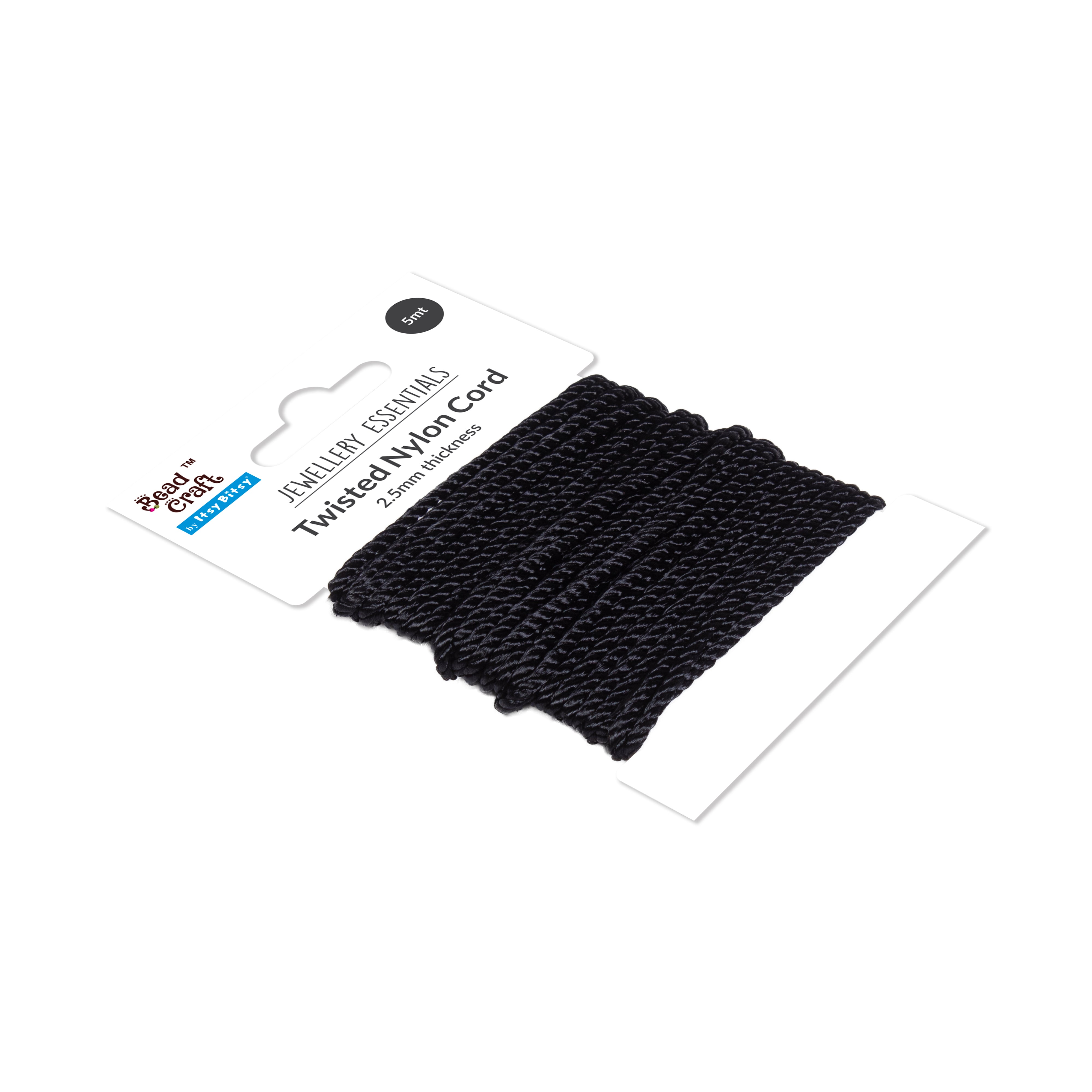 Nylon Twisted Cord 2.5mm Black 5mtr