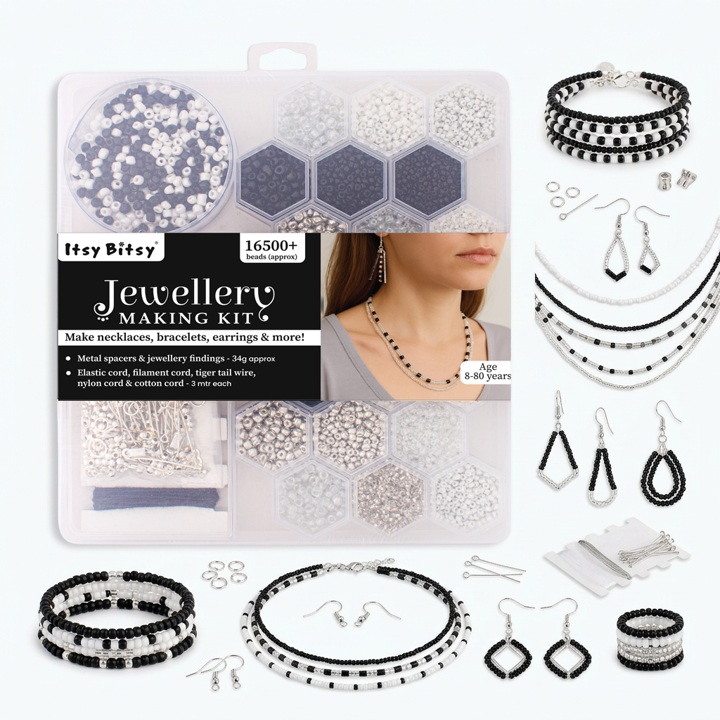 My Beads Studio Jewellery Making Kit Black & White Box