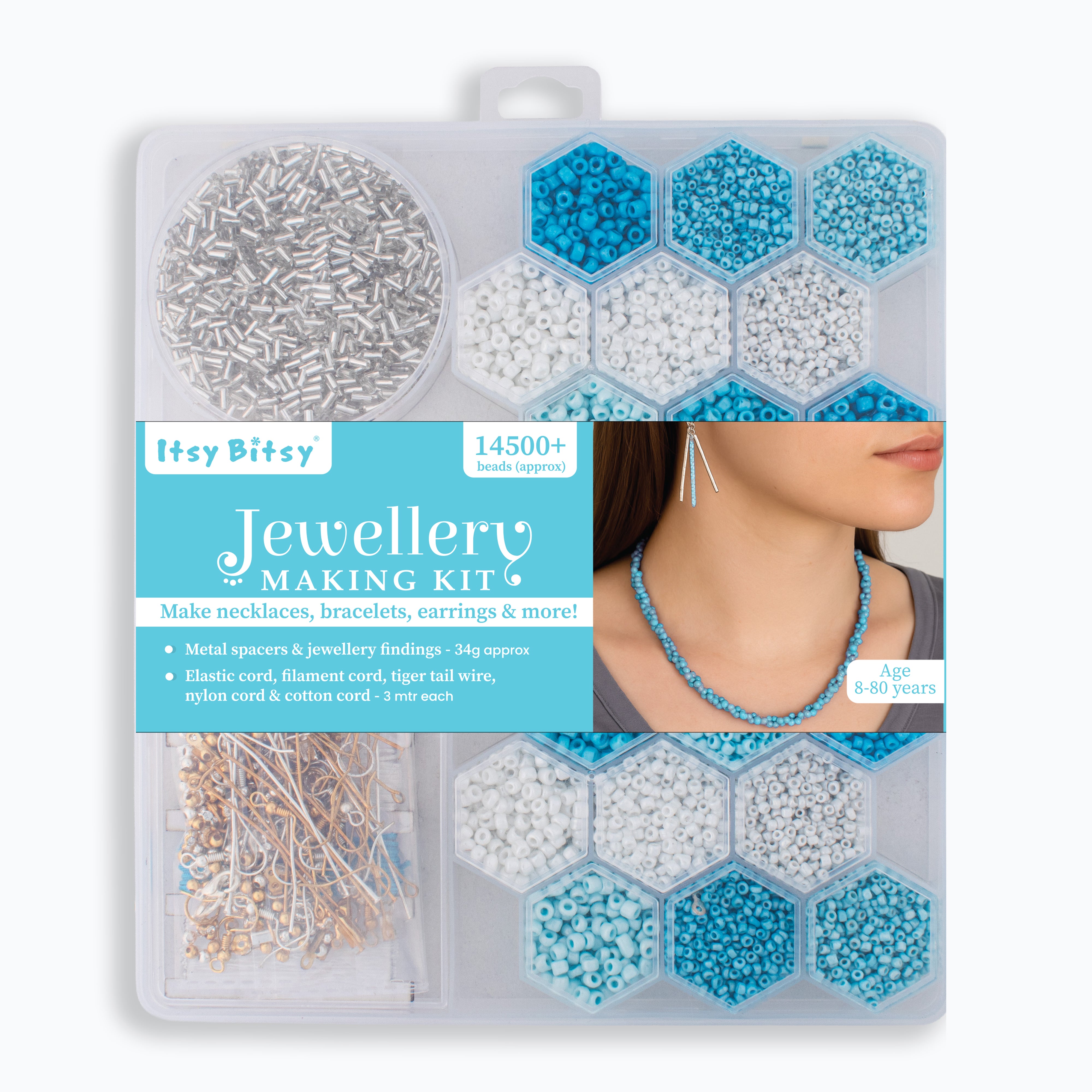 My Beads Studio Jewellery Making Kit Pearly sky in Hexagon Box