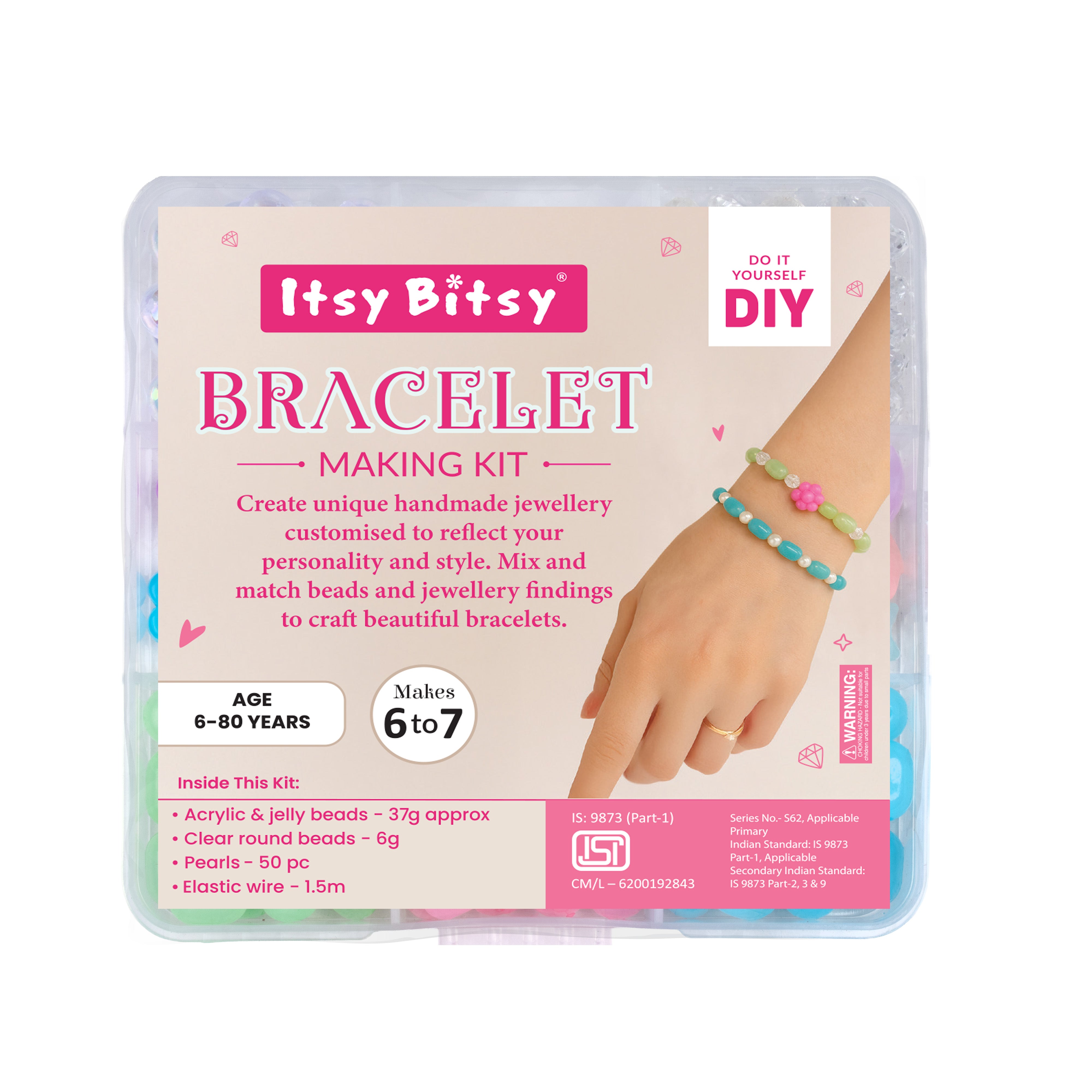 Bracelet Making Kit Pastel Candy 10 X 9.7 cm 9 comp Box