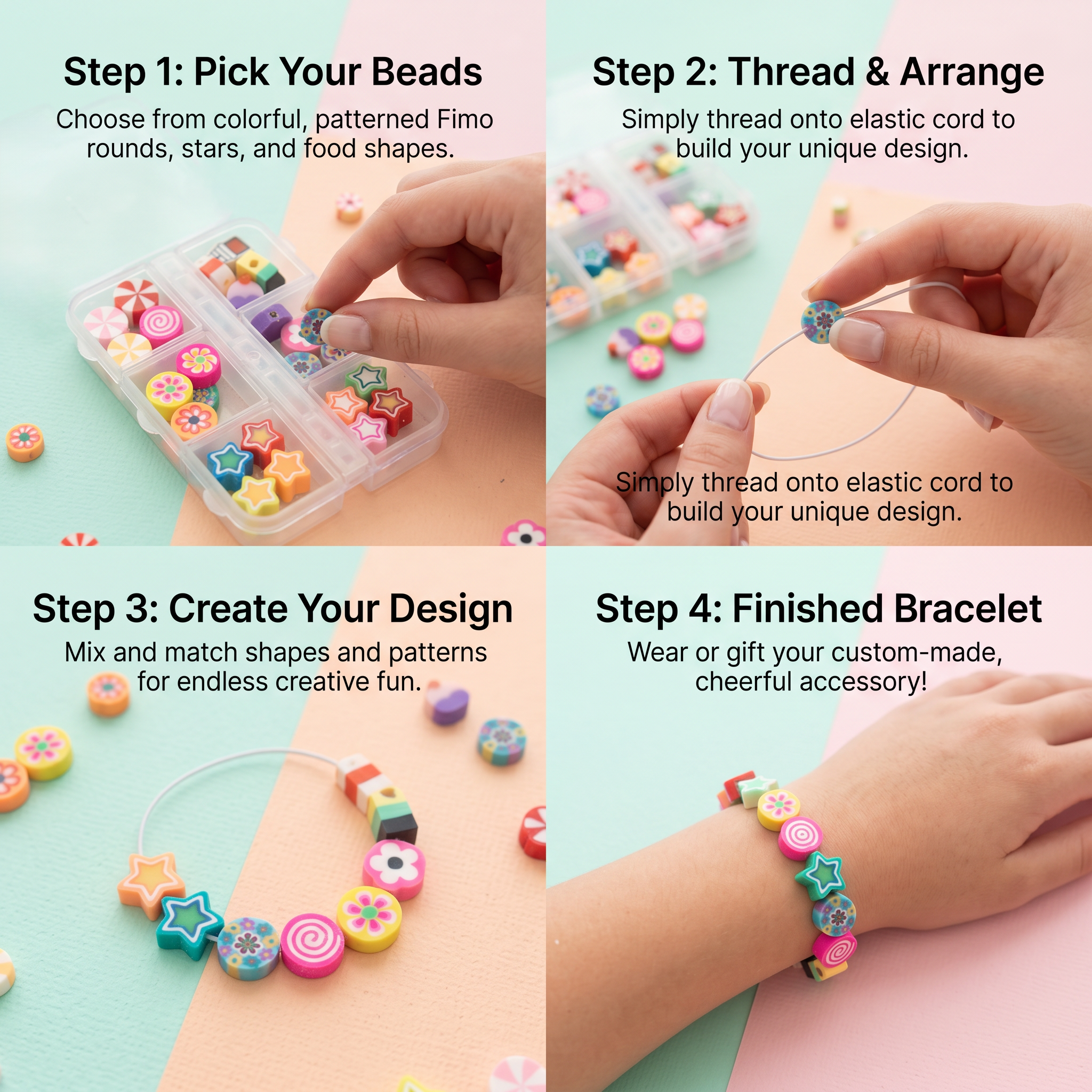 Fimo Beads Pastel Pop 7.5 X 5cm 6 comp Box