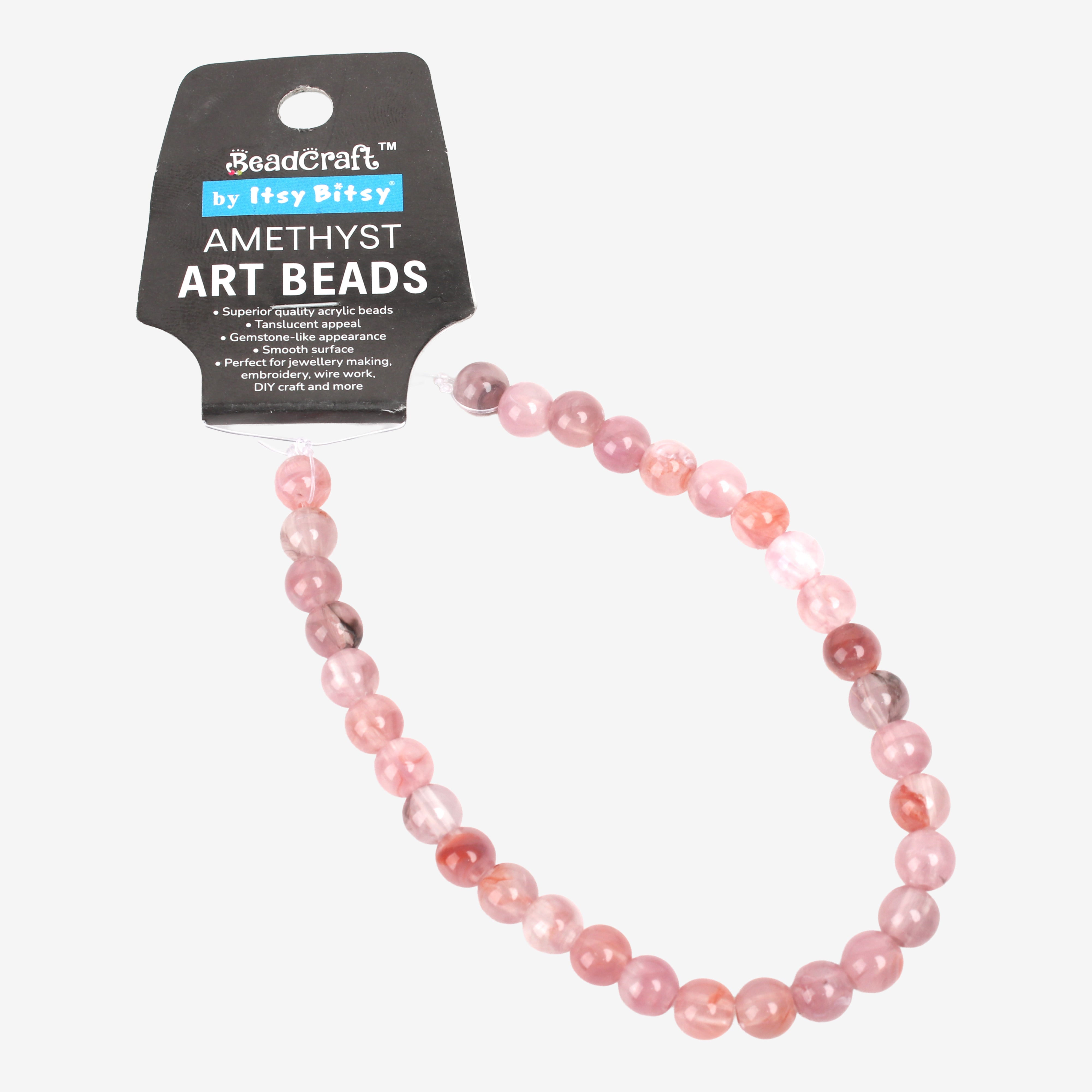 Amethyst Art Beads Round 8mm 32 Beads 1 String