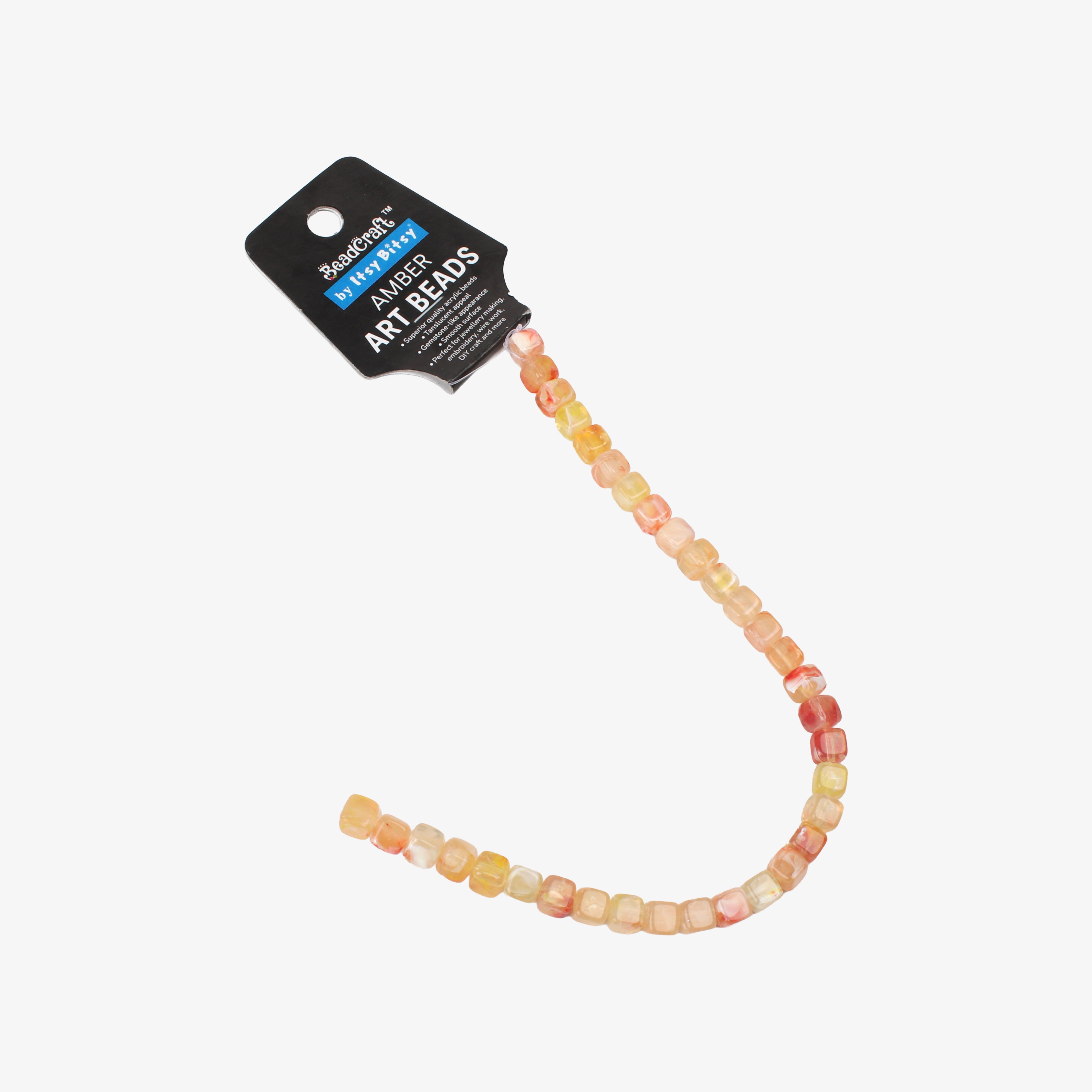 Amber Art Beads Cube 8mm 34 Beads 1 String