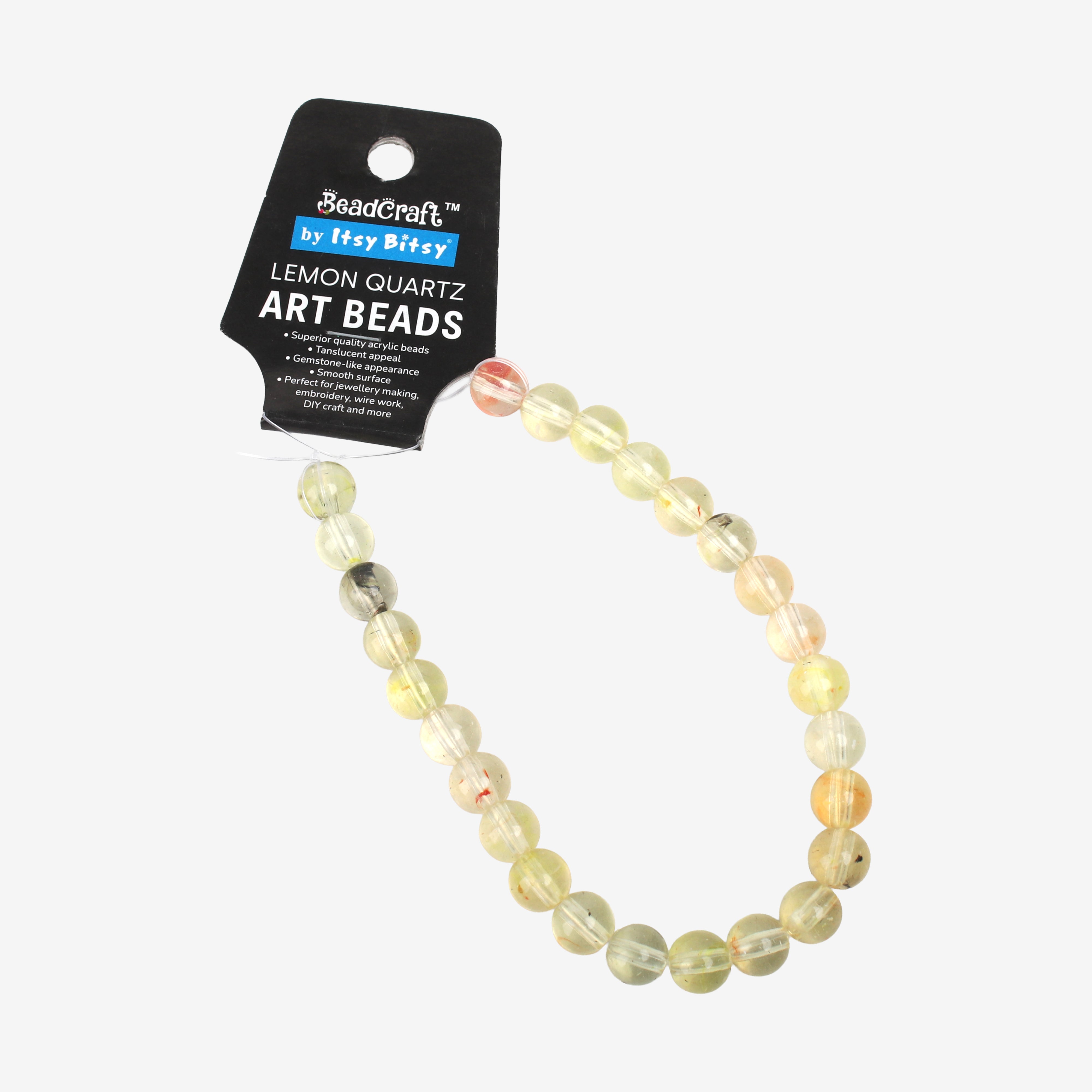 Lemon Quartz Art Beads Round 10mm 26 Beads 1 String