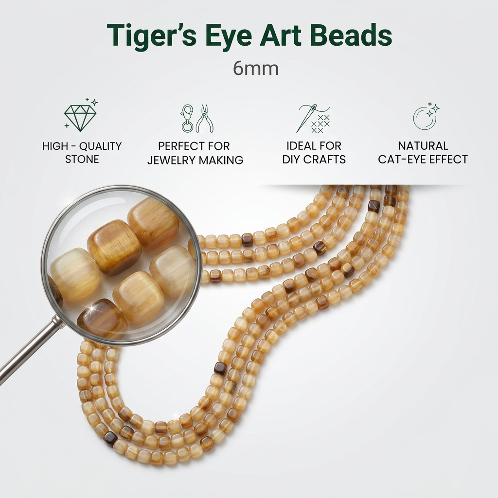 Tiger'S Eye Art Beads Cube 8mm 34 Beads 1 String