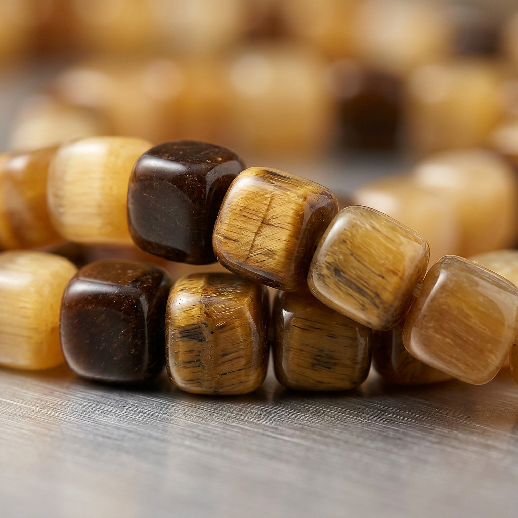 Tiger'S Eye Art Beads Cube 8mm 34 Beads 1 String