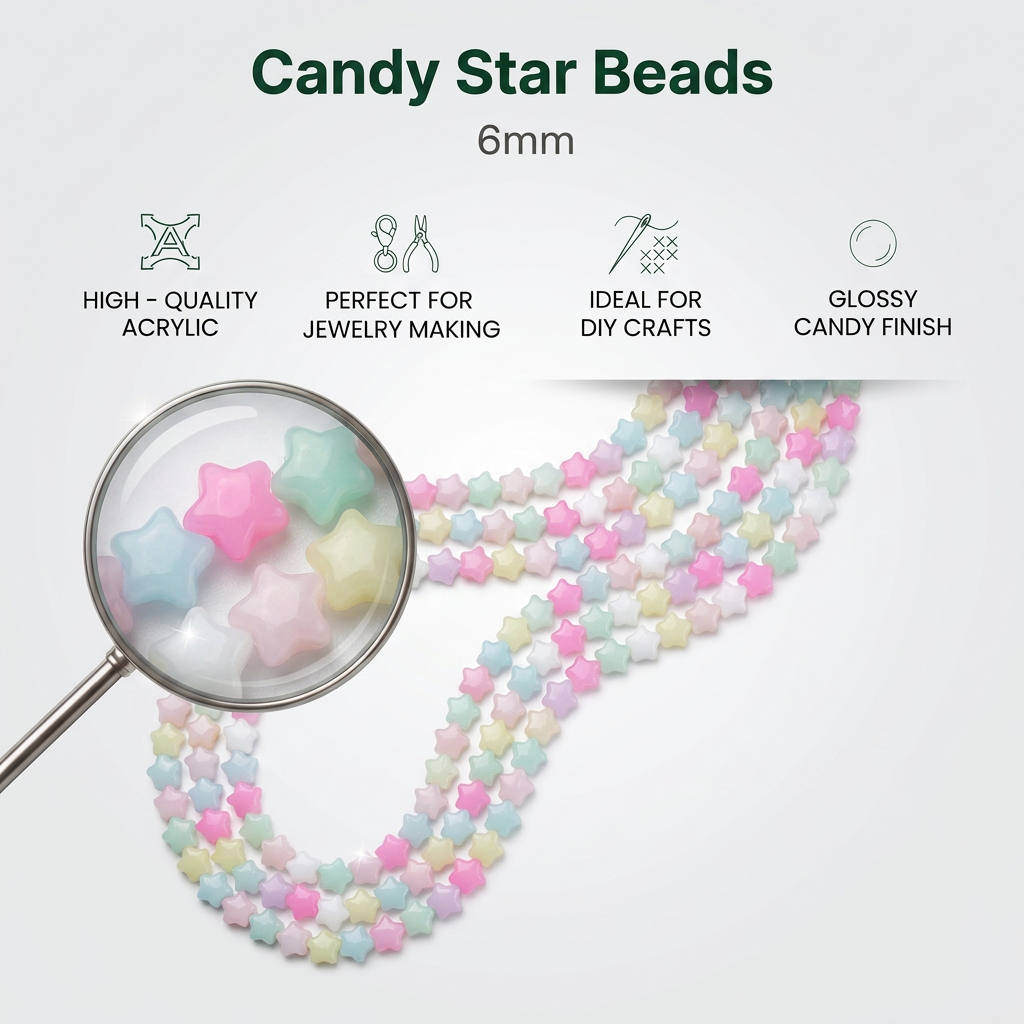 Candy Art Beads Star 6mm 26 Beads 1 String