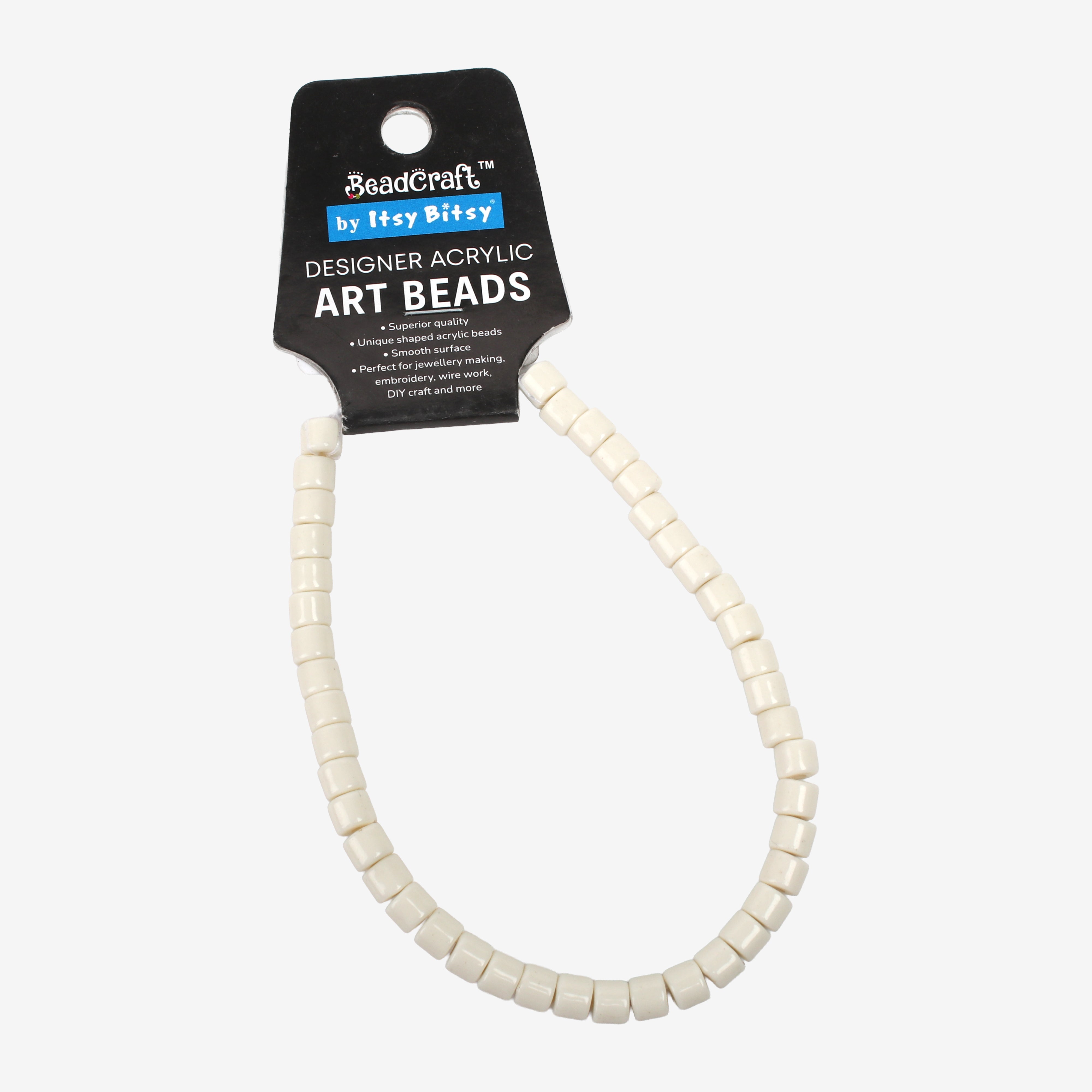 Designer Acrylic Art Beads Off White 6mm 43 Beads 1 String