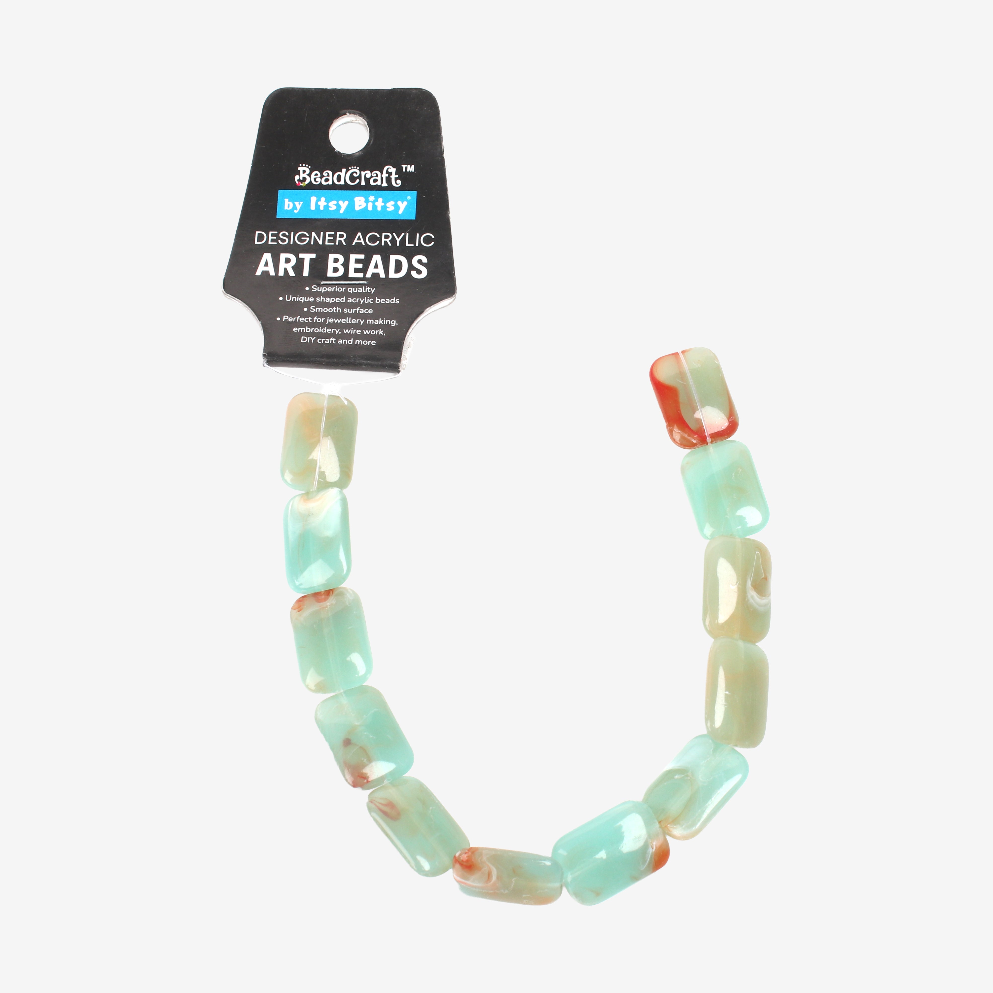 Designer Acrylic Art Beads Turquoise Green 12 Beads 1 String