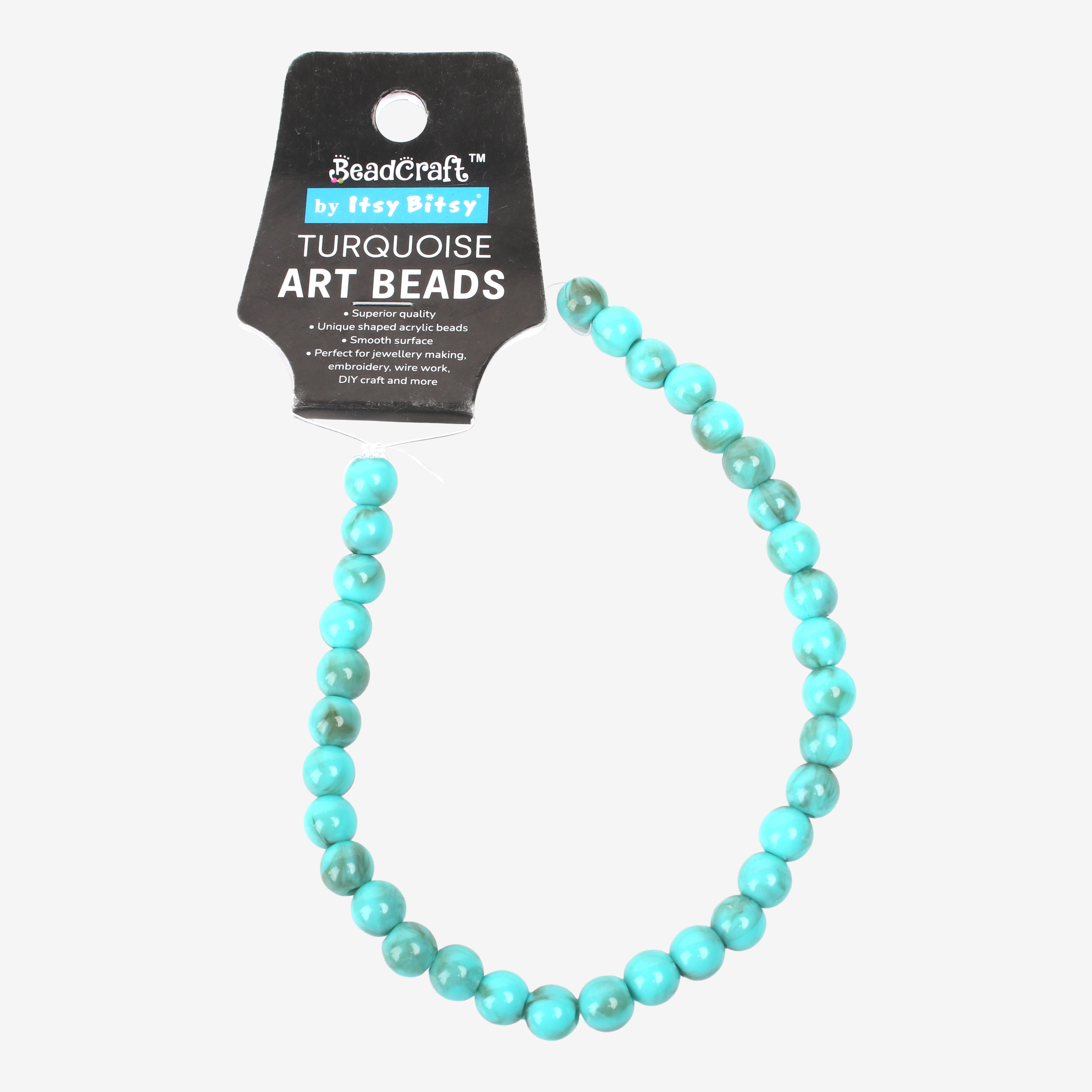 Turquoise Art Beads Round 8mm 33 Beads 1 String