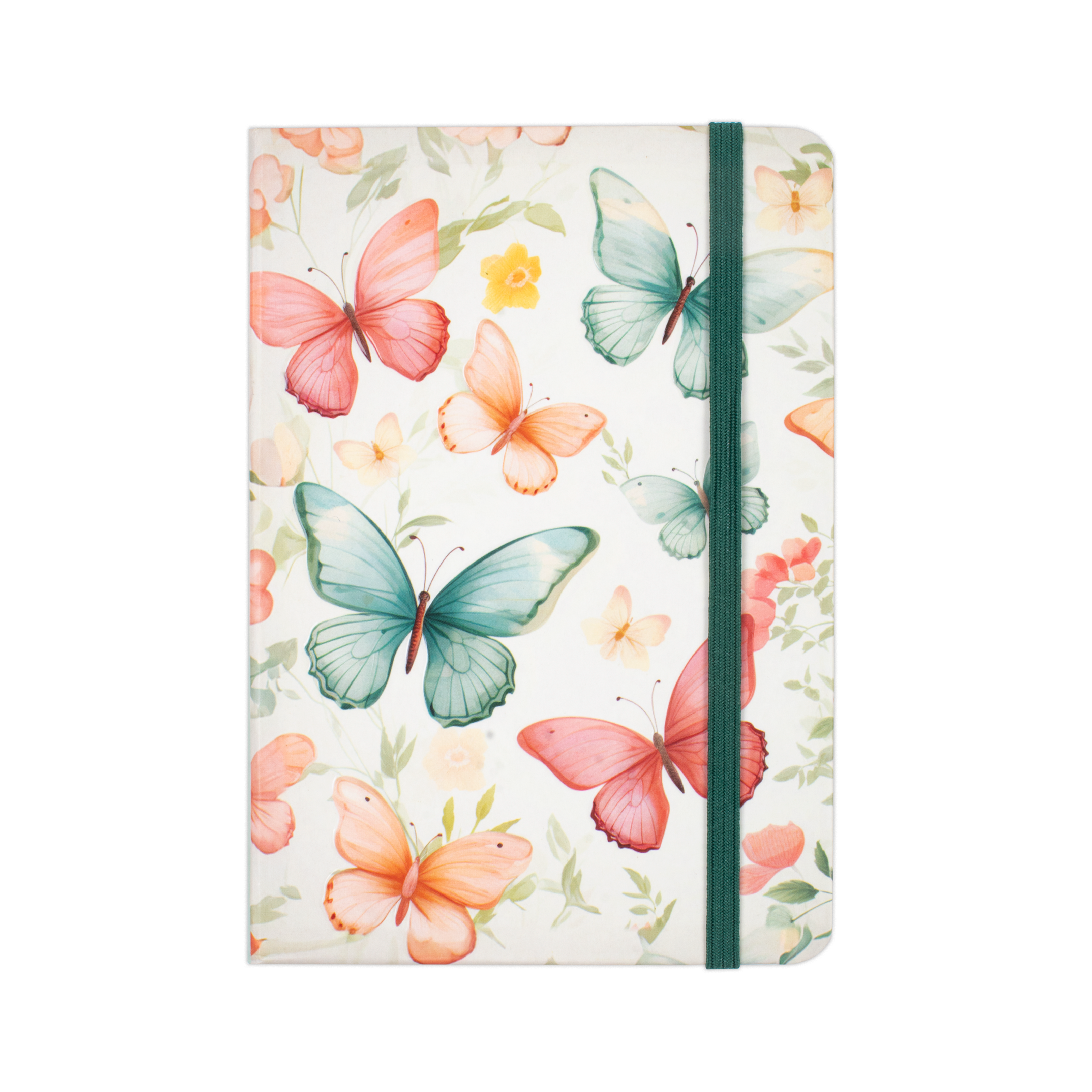 Hardbound Ruled Notebook Butterfly Garden Edge Printed With Elastic Band A6 192pages 100gsm