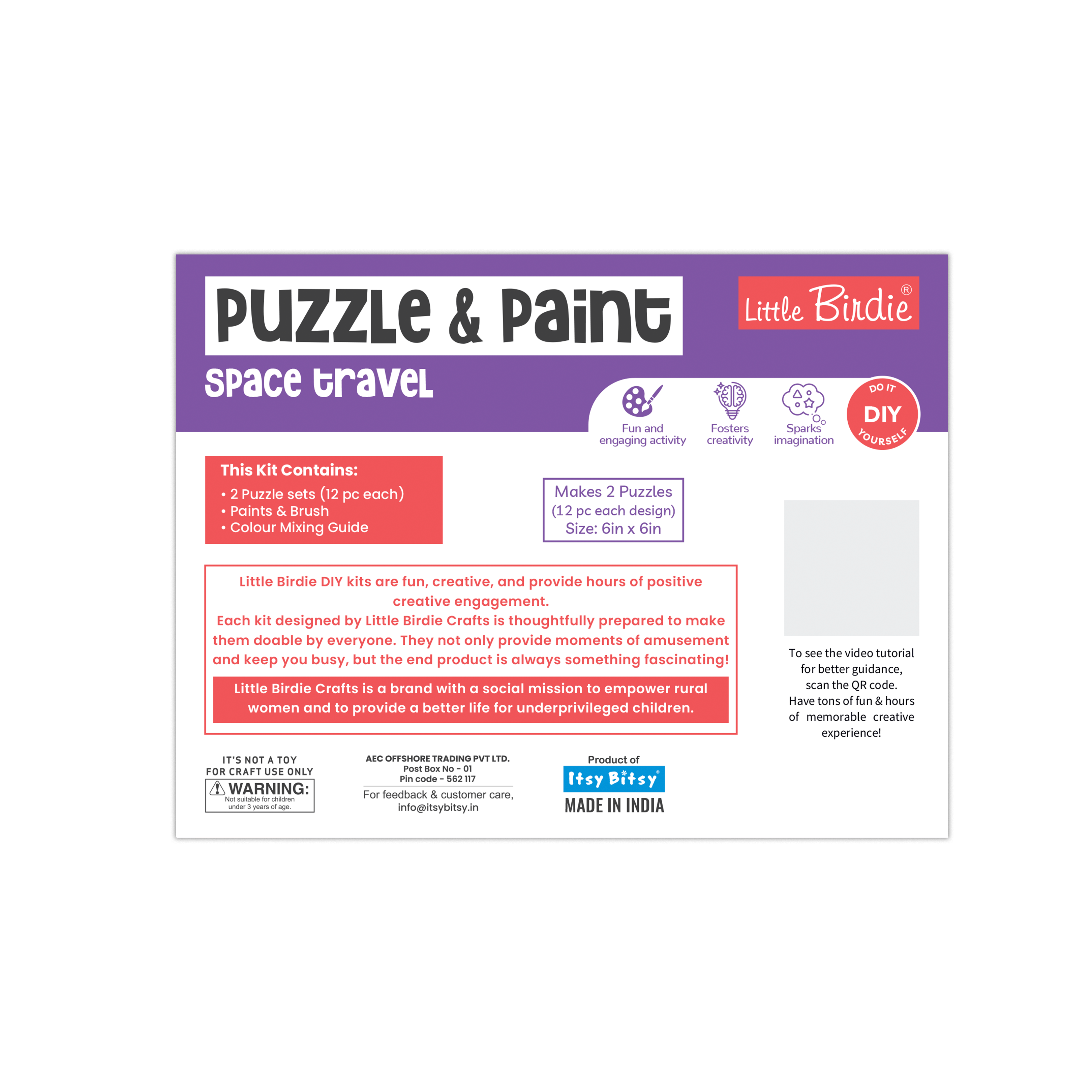 DIY Paint and Play Jigsaw Puzzle Kit - Space Travel, 1 Box