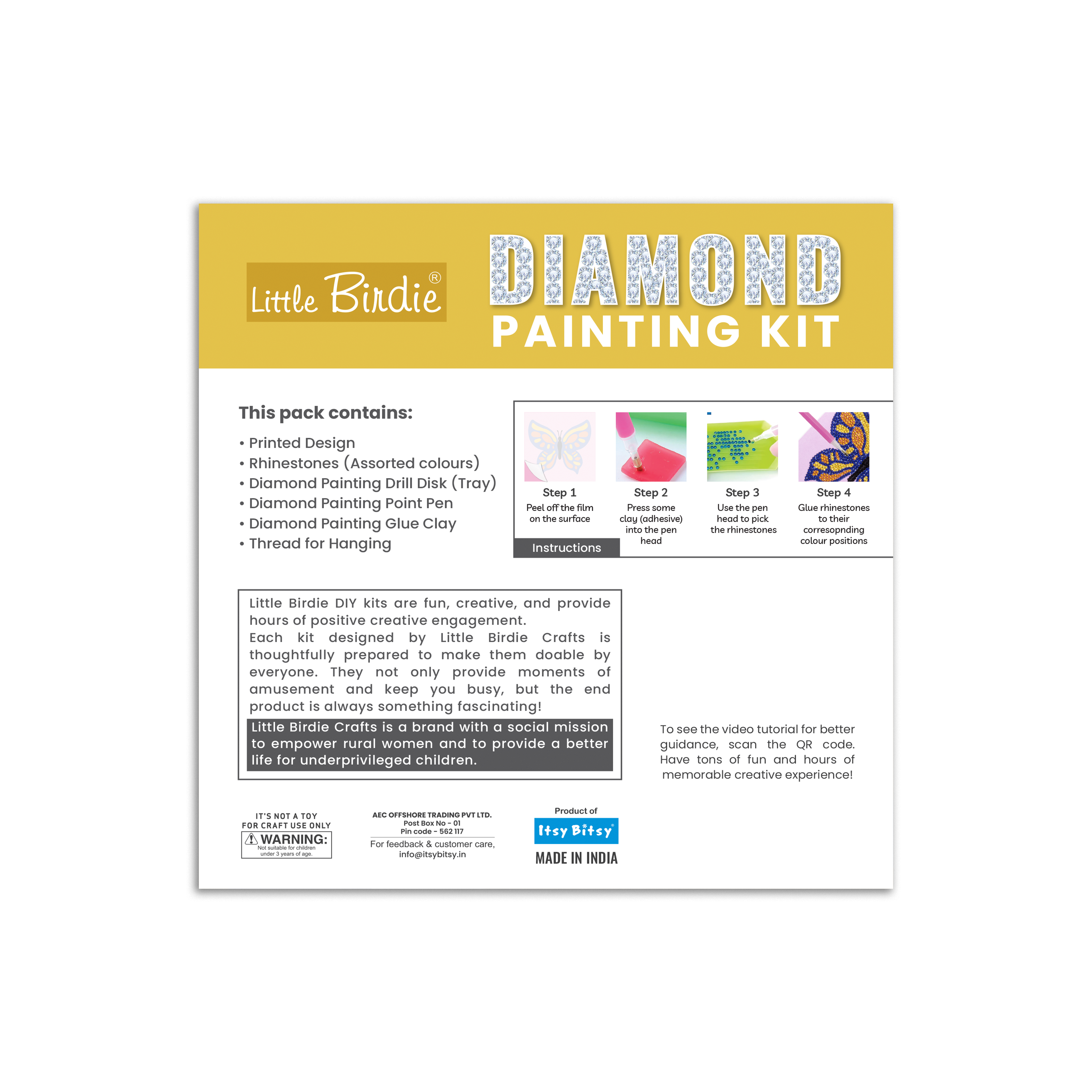 DIY Diamond Painting Kit - Jewel Butterfly, 1Box