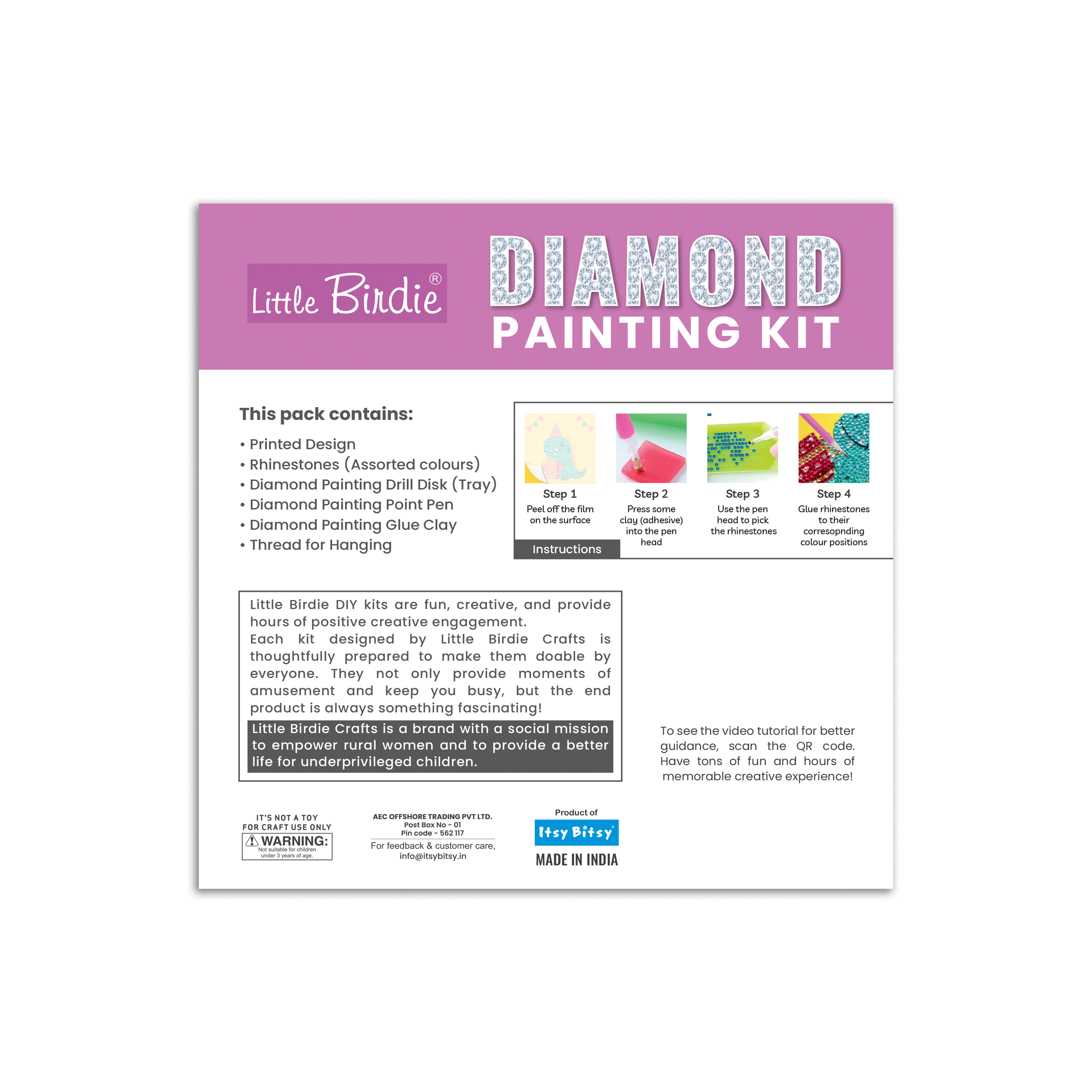 DIY Diamond Painting Kit - Dino Party, 1 Box