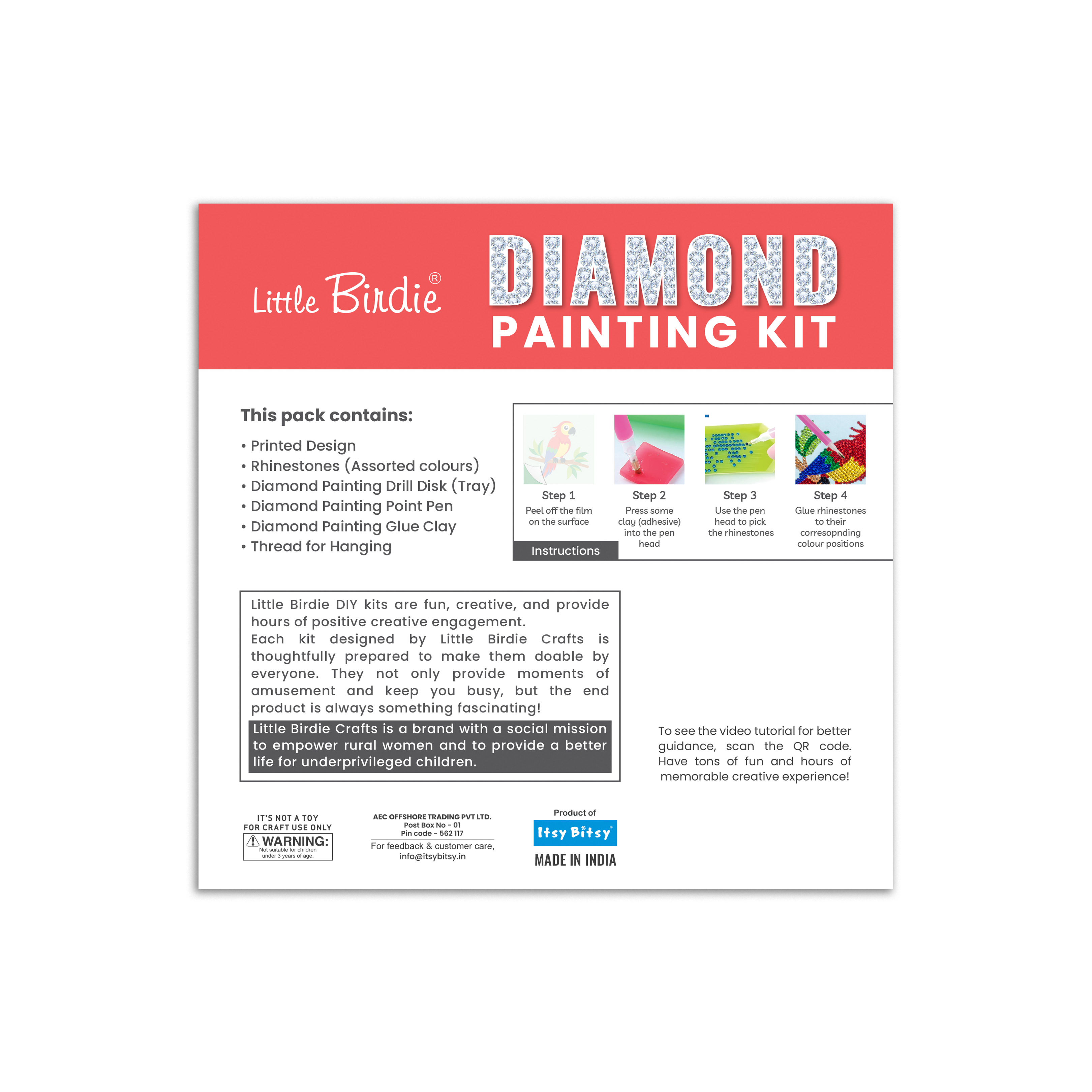 DIY Diamond Painting Kit - Macaw, 1Box