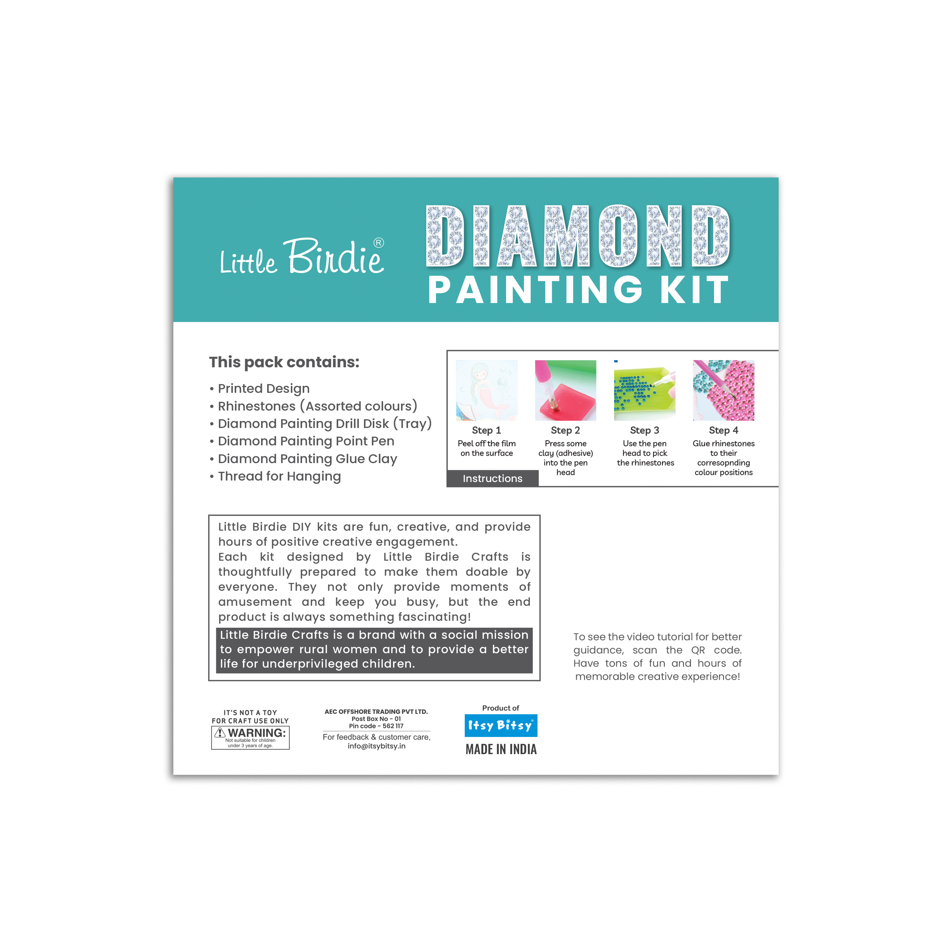 DIY Diamond Painting Kit - Mermaid, 1 Box