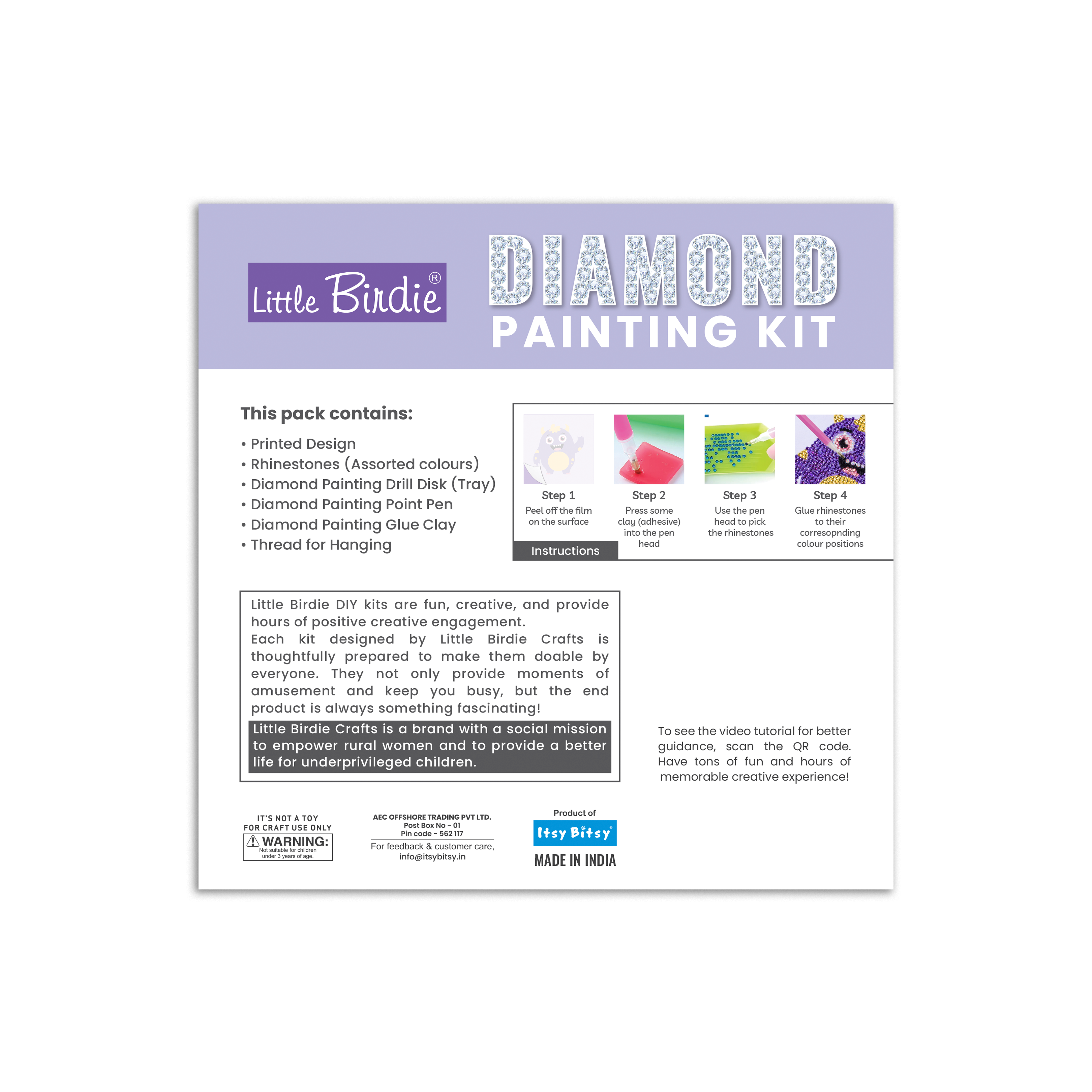 DIY Diamond Painting Kit - Happy Monster, 1 Box