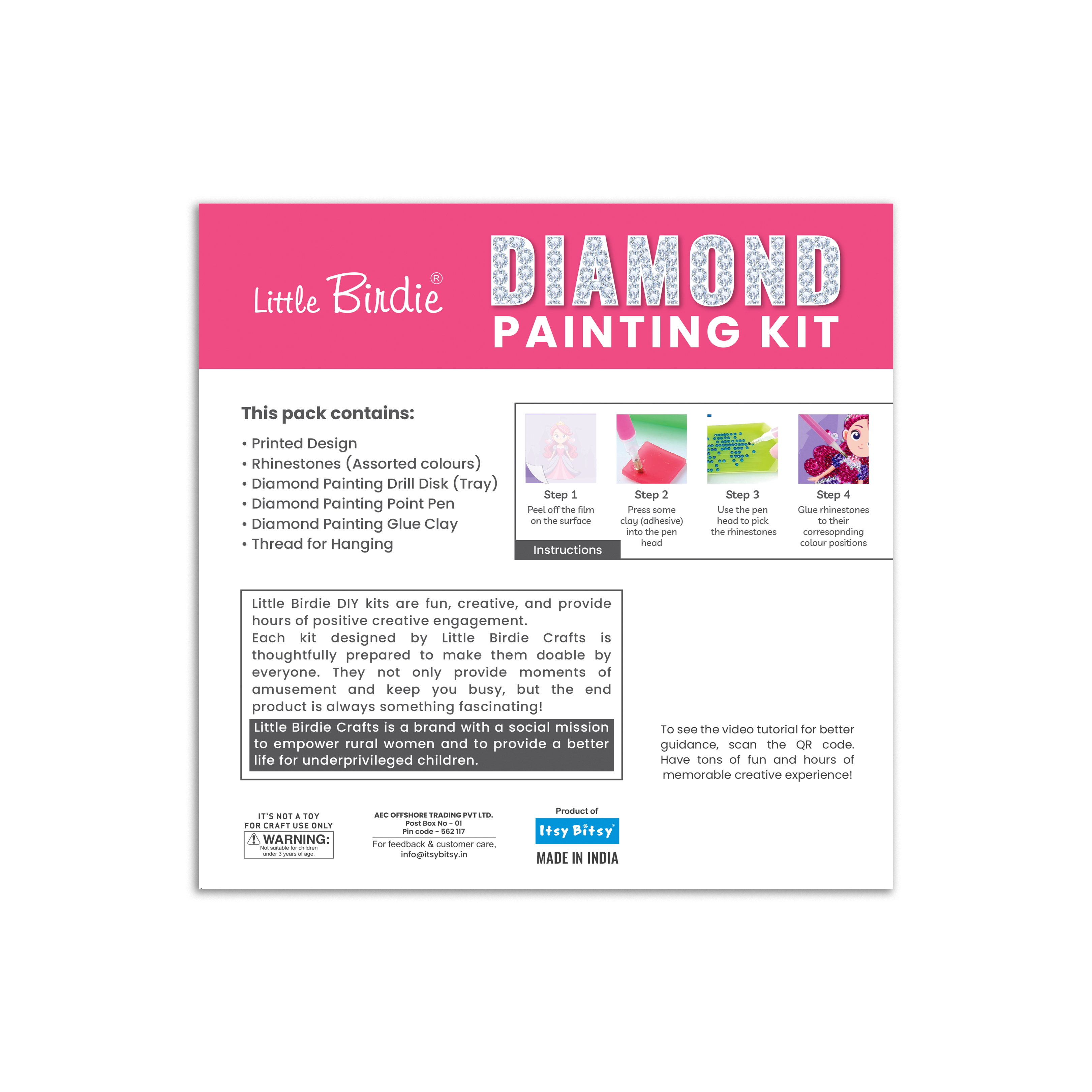 DIY Diamond Painting Kit - Pretty Princess, 1 Box