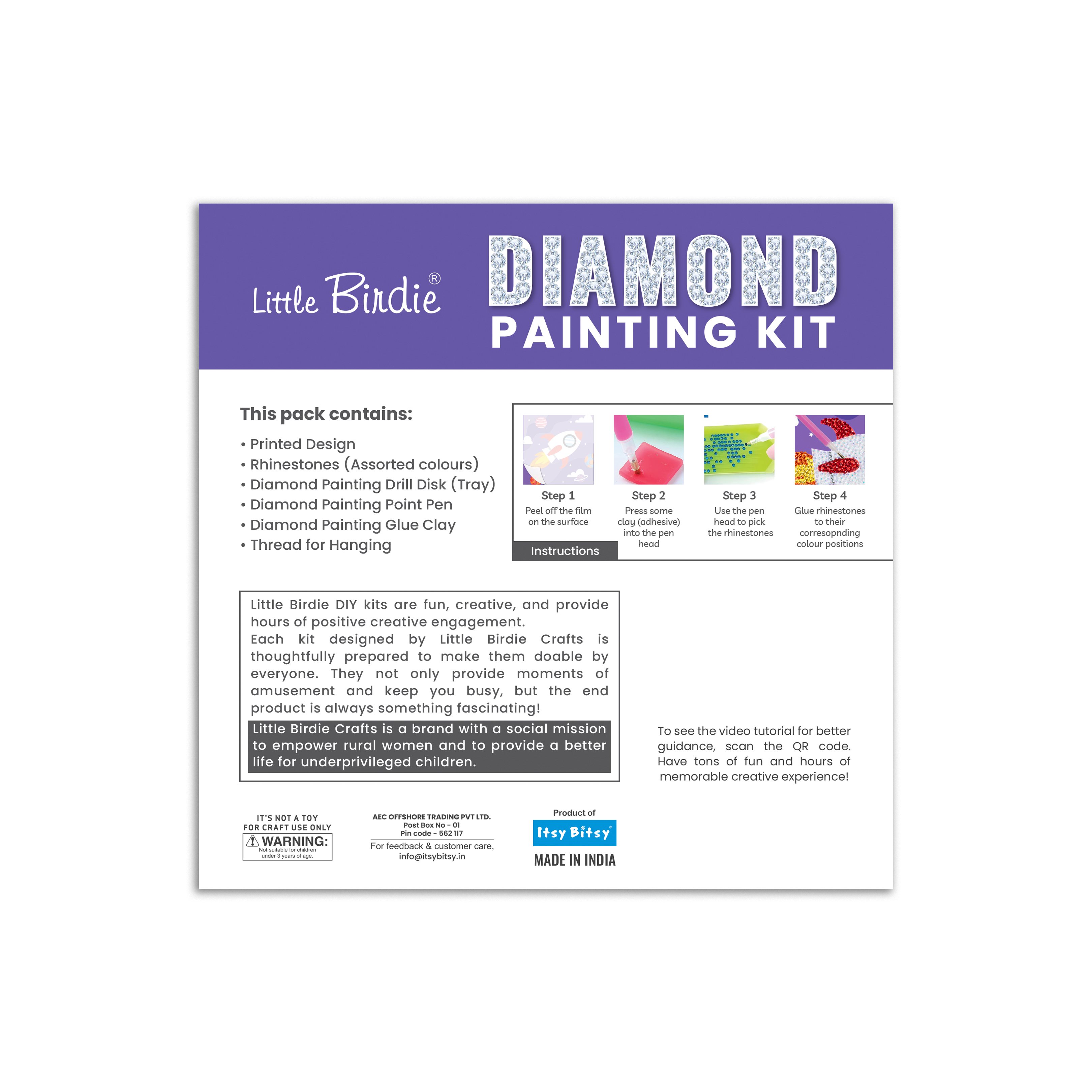 DIY Diamond Painting Kit - Space Rocket, 1 Box