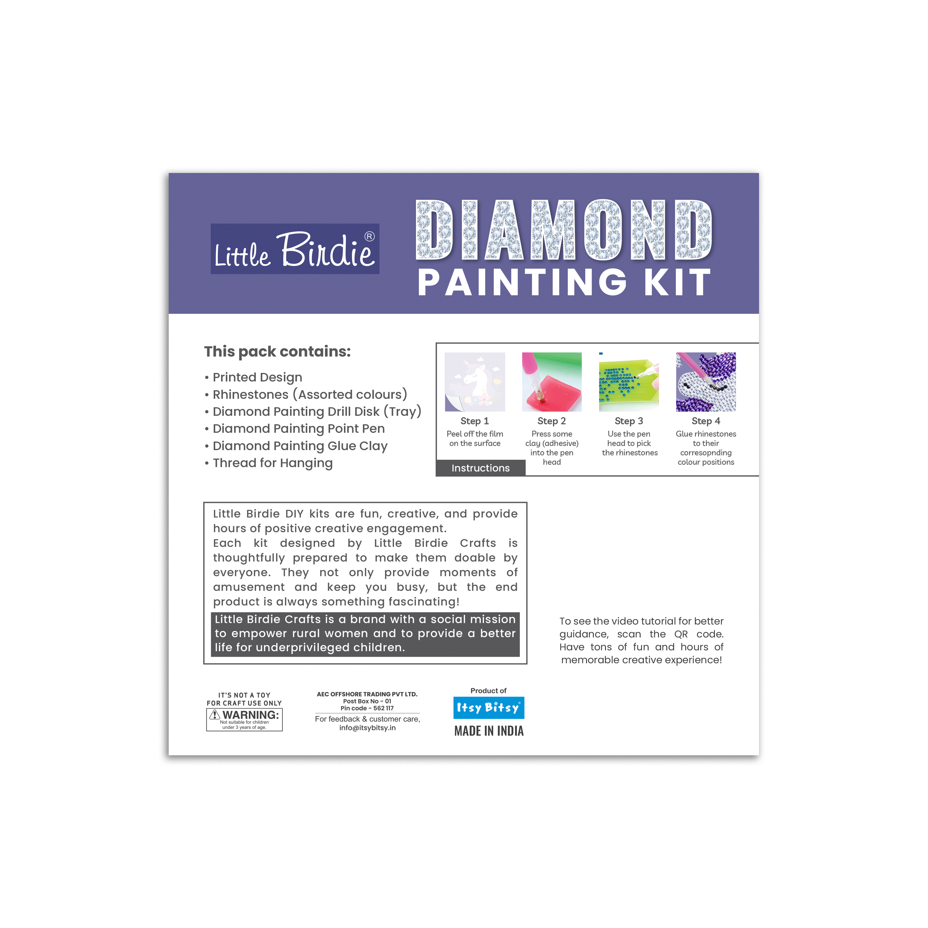 DIY Diamond Painting Kit - Unicorn, 1 Box