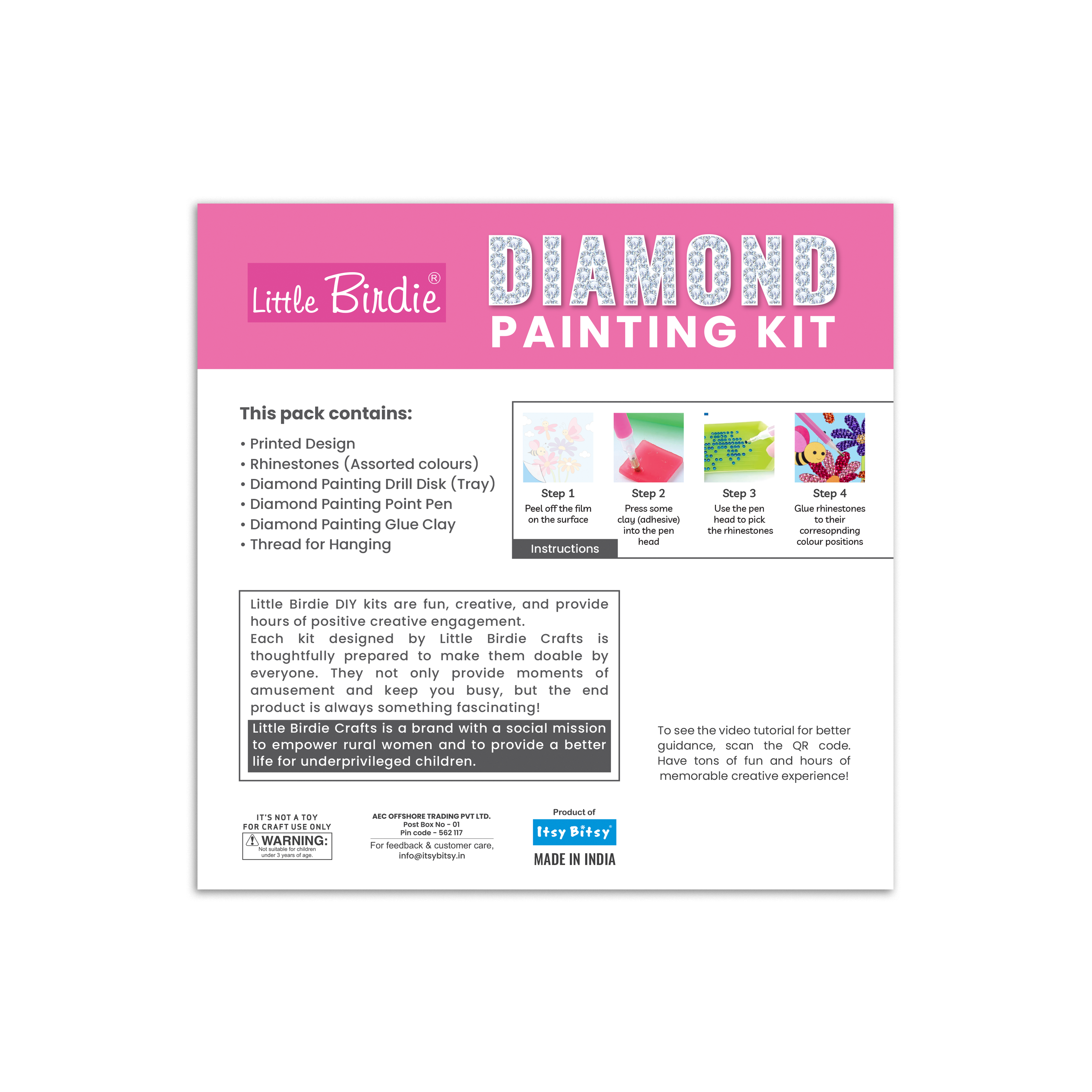 DIY Diamond Painting Kit - Garden Friends, 1 Box