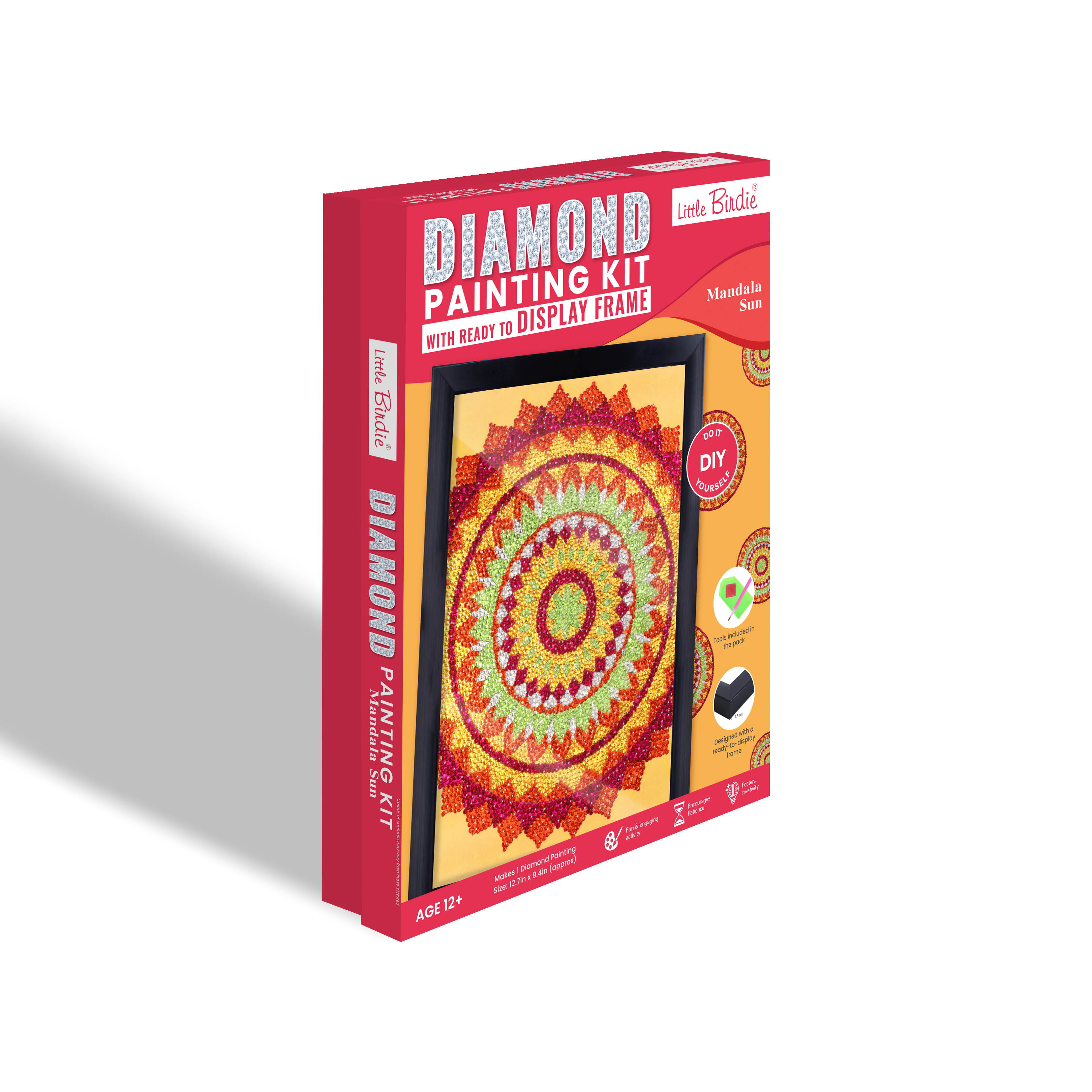 DIY Diamond Painting Kit with frame - Mandala Sun, 1 Box