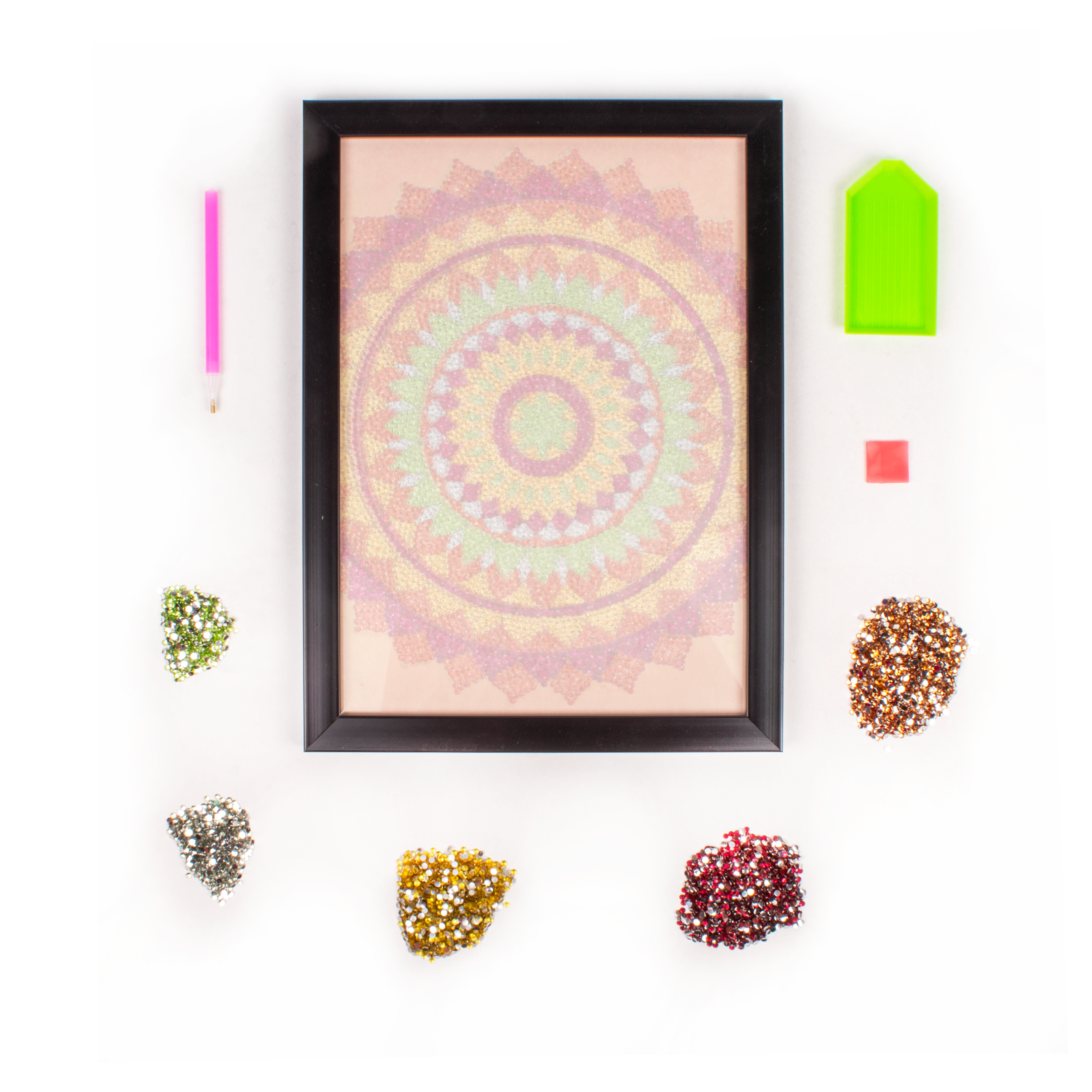 DIY Diamond Painting Kit with frame - Mandala Sun, 1 Box