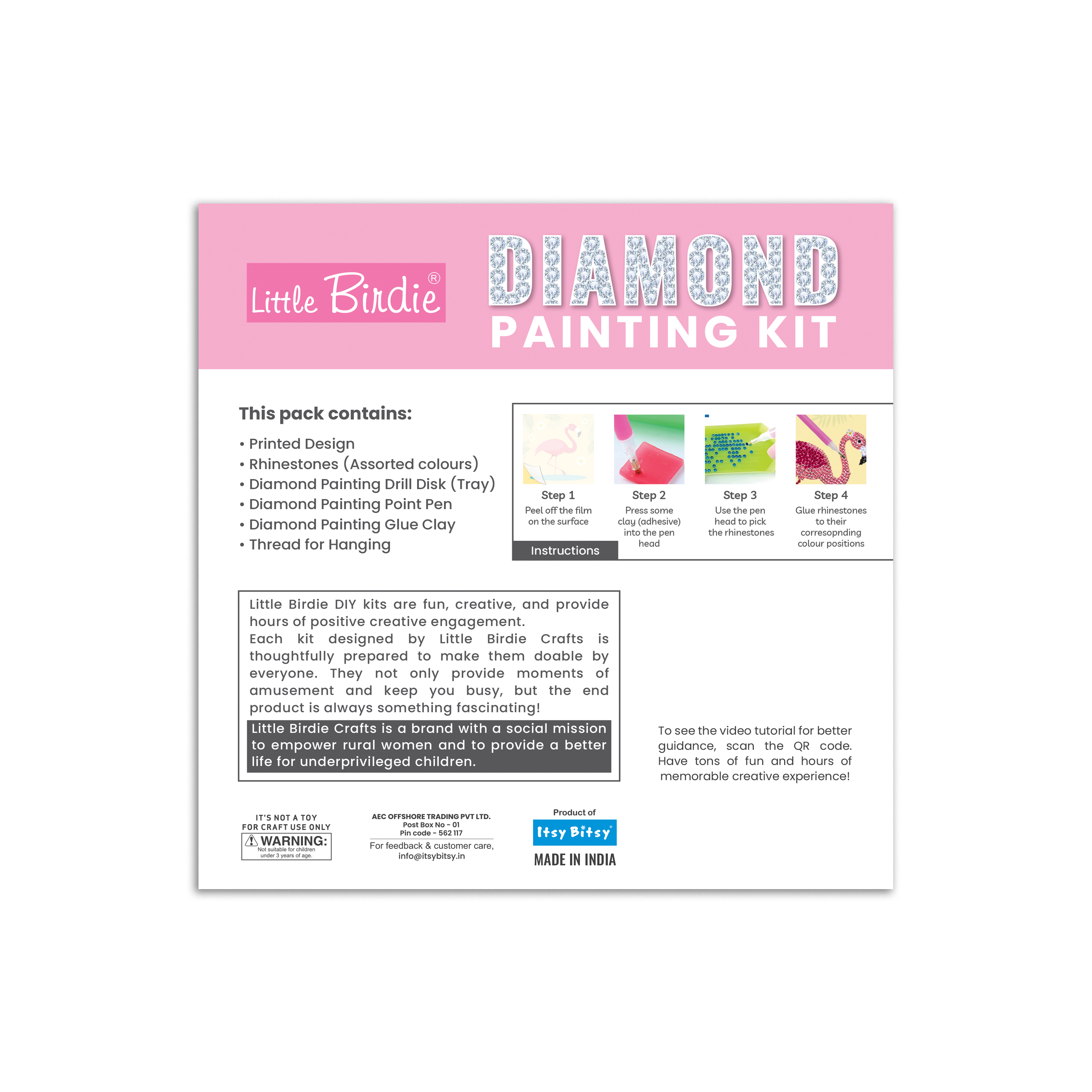 DIY Diamond Painting Kit - Flamingo, 1 Box