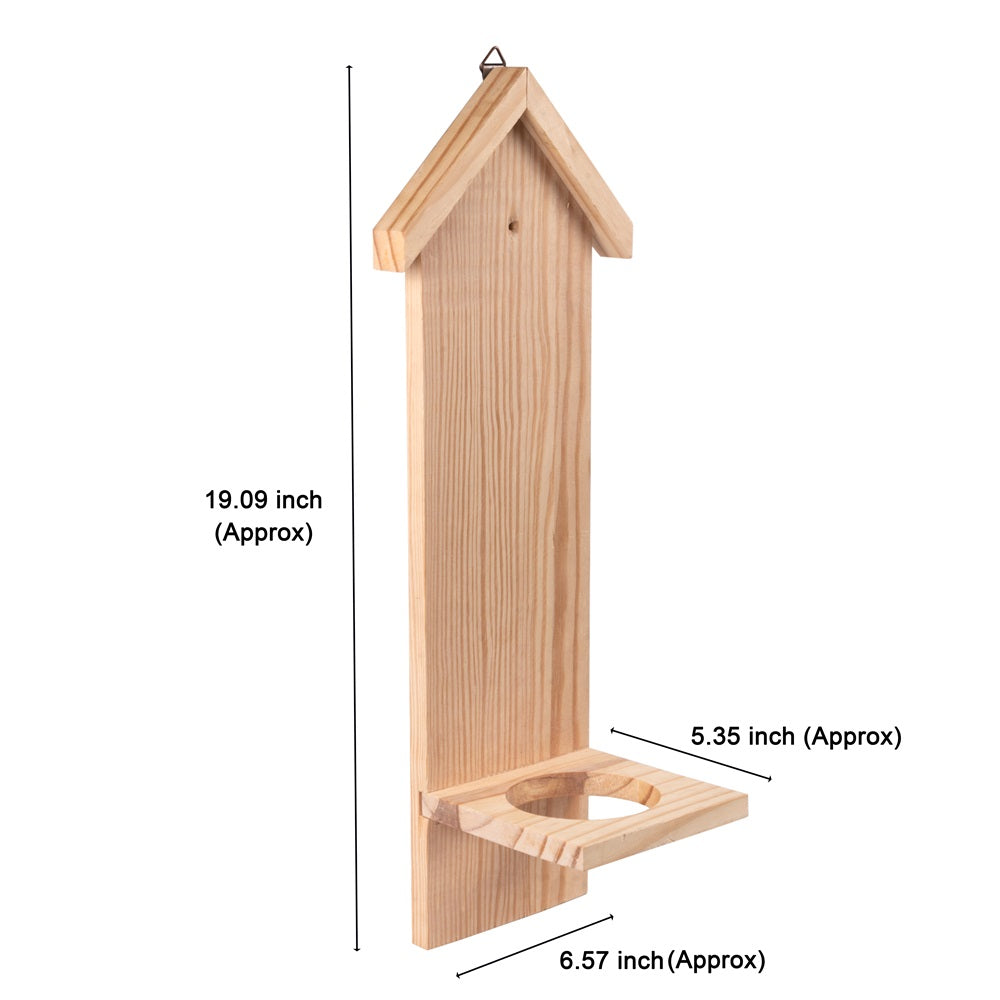 Pinewood Hanging Plant Pot Holder - House, Approx. L6.57in x W5.35in x H19.09in 1pc