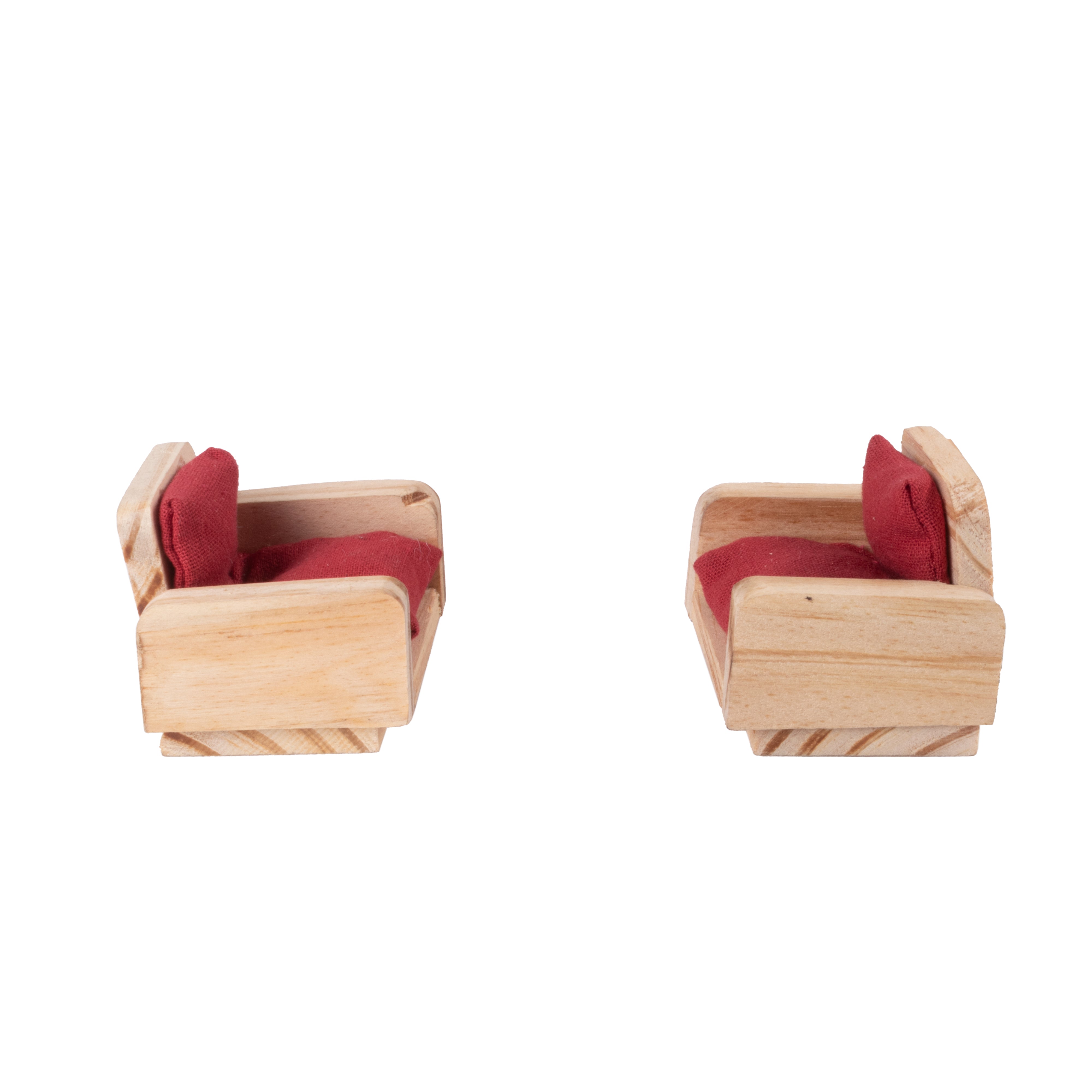 Wooden Miniature Single Sofa Chair Approx L2.24inch x W1.85inch x H1.77inch 2pc