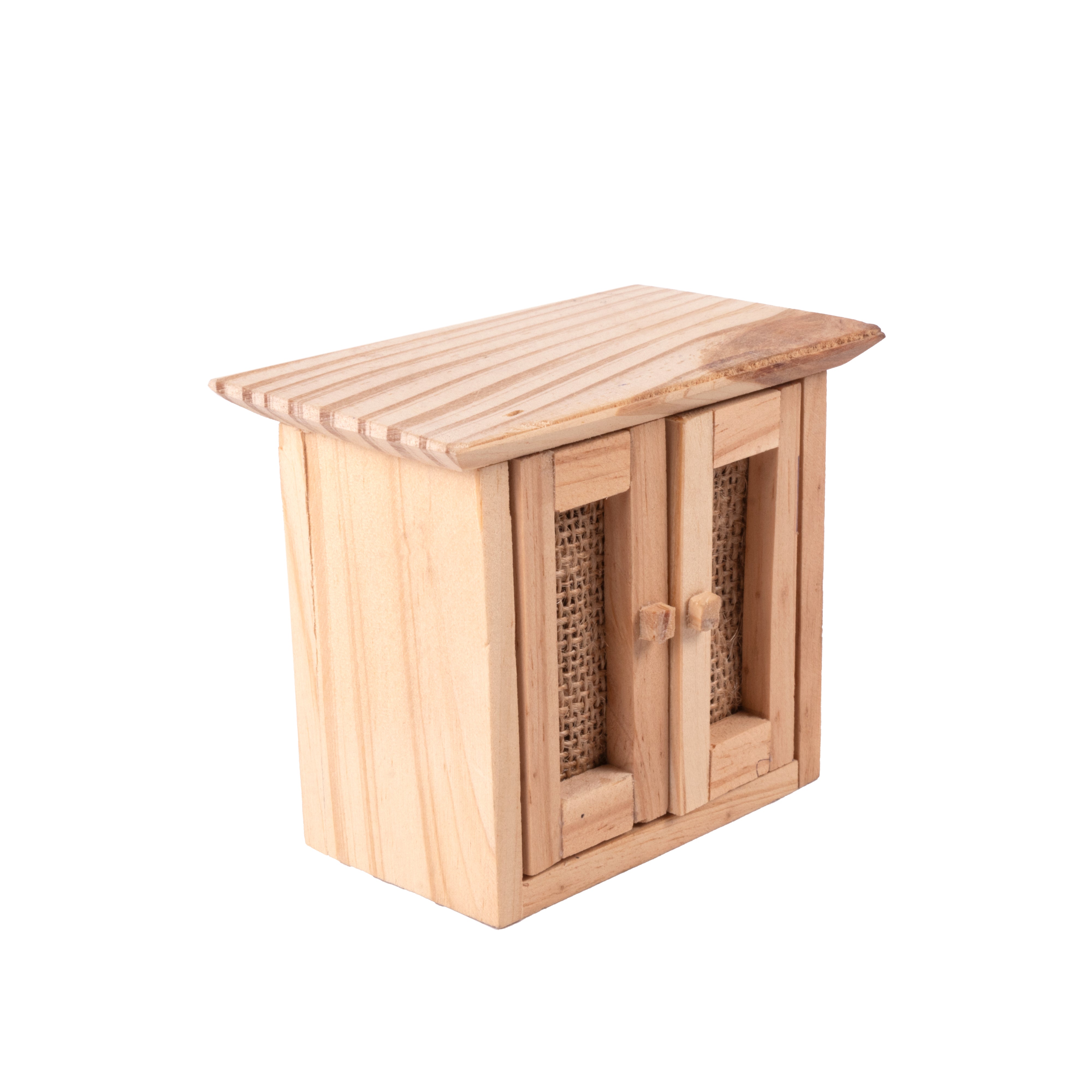 Wooden Miniature Cabinet With Mesh Door Approx L3.54inch x W2.16inch x H2.95inch 1pc