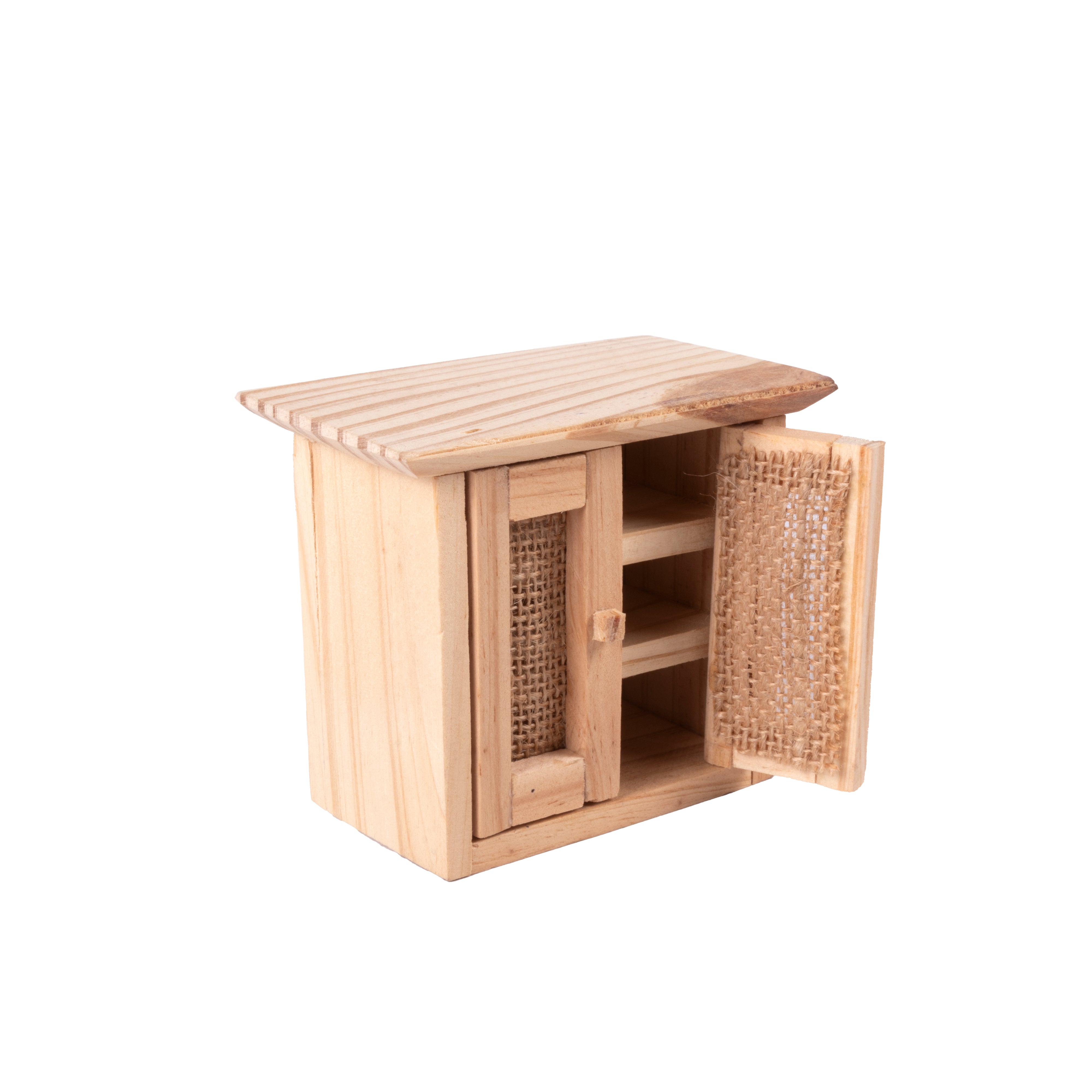 Wooden Miniature Cabinet With Mesh Door Approx L3.54inch x W2.16inch x H2.95inch 1pc