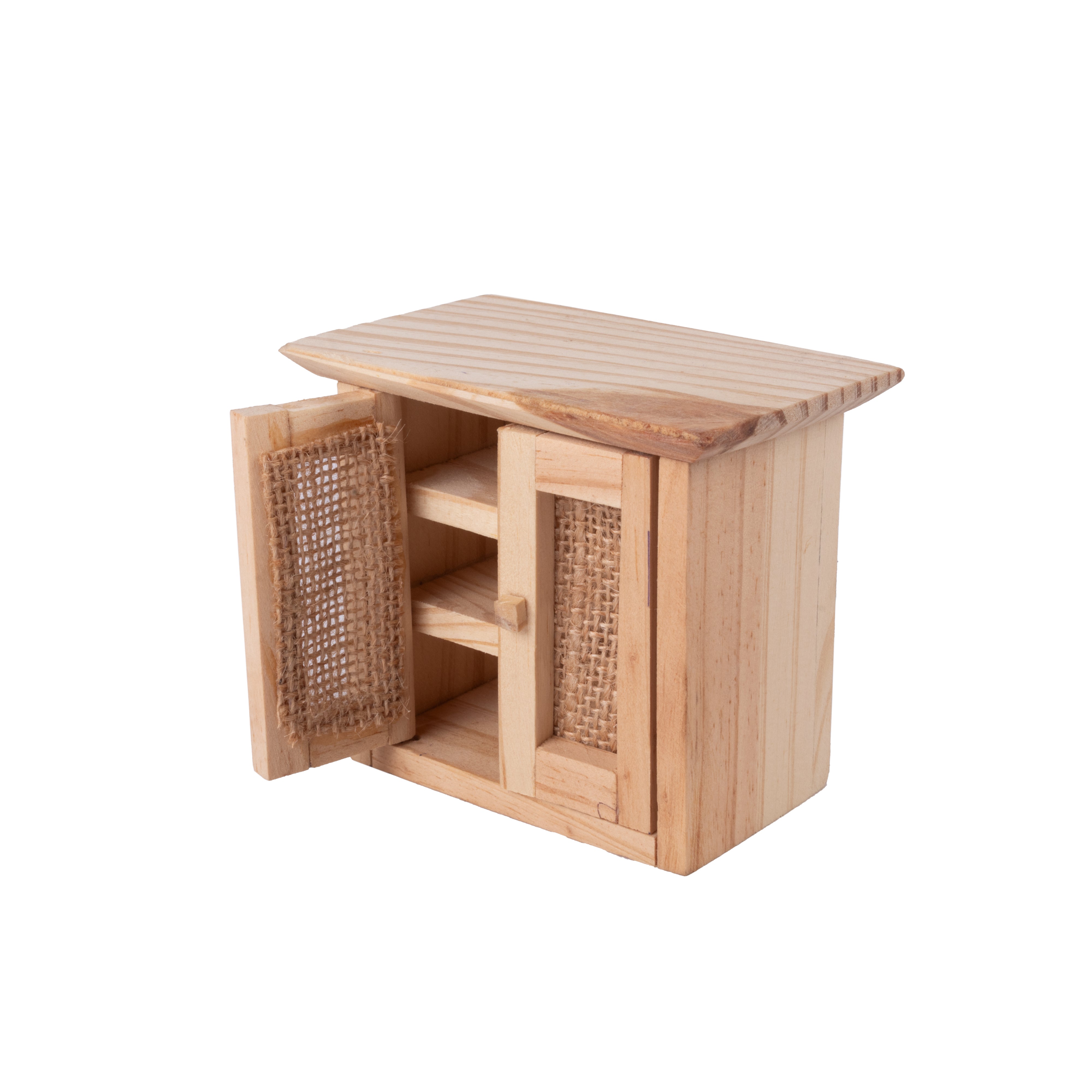 Wooden Miniature Cabinet With Mesh Door Approx L3.54inch x W2.16inch x H2.95inch 1pc